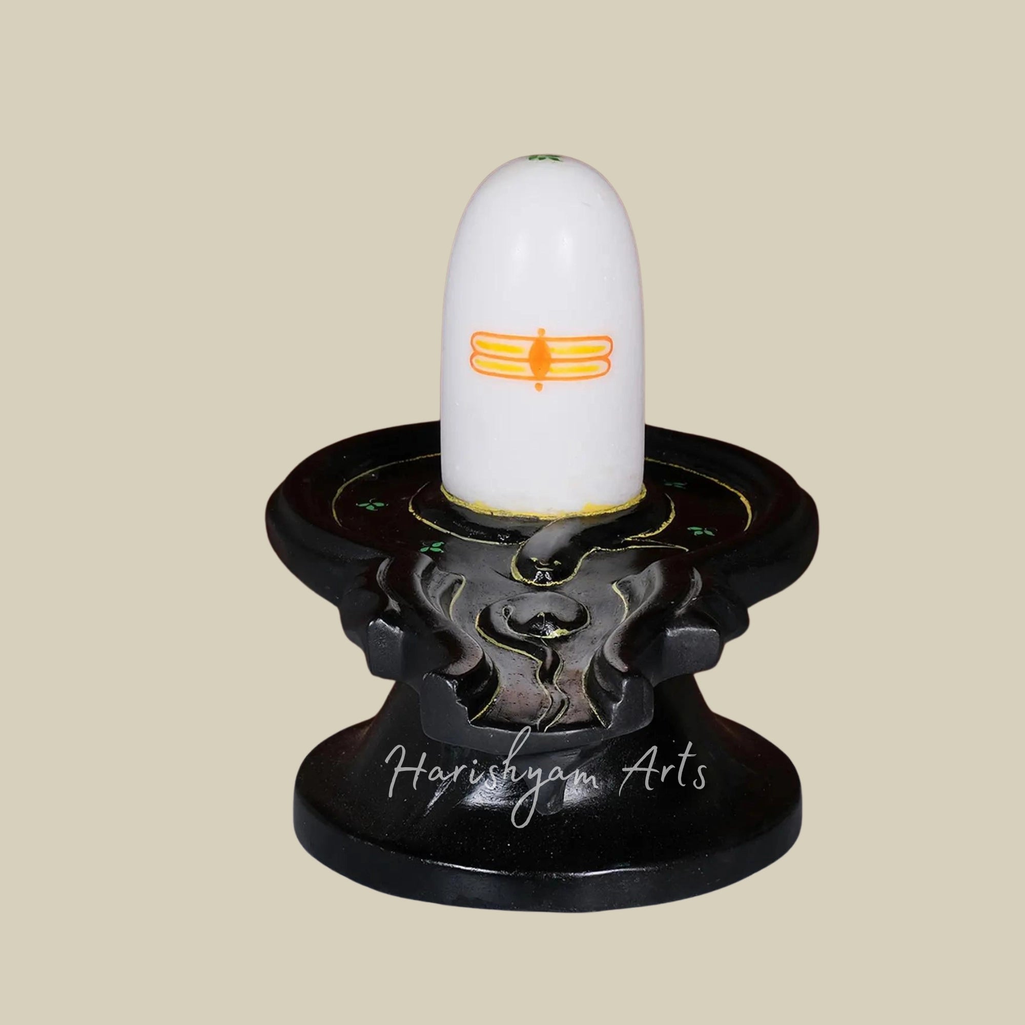 10" Black and White Marble Shivling