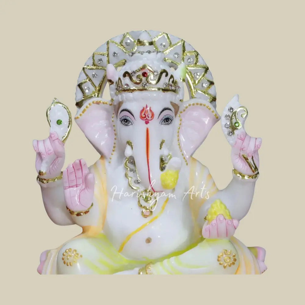 10" Beautiful Marble Idol of Lord Ganesha