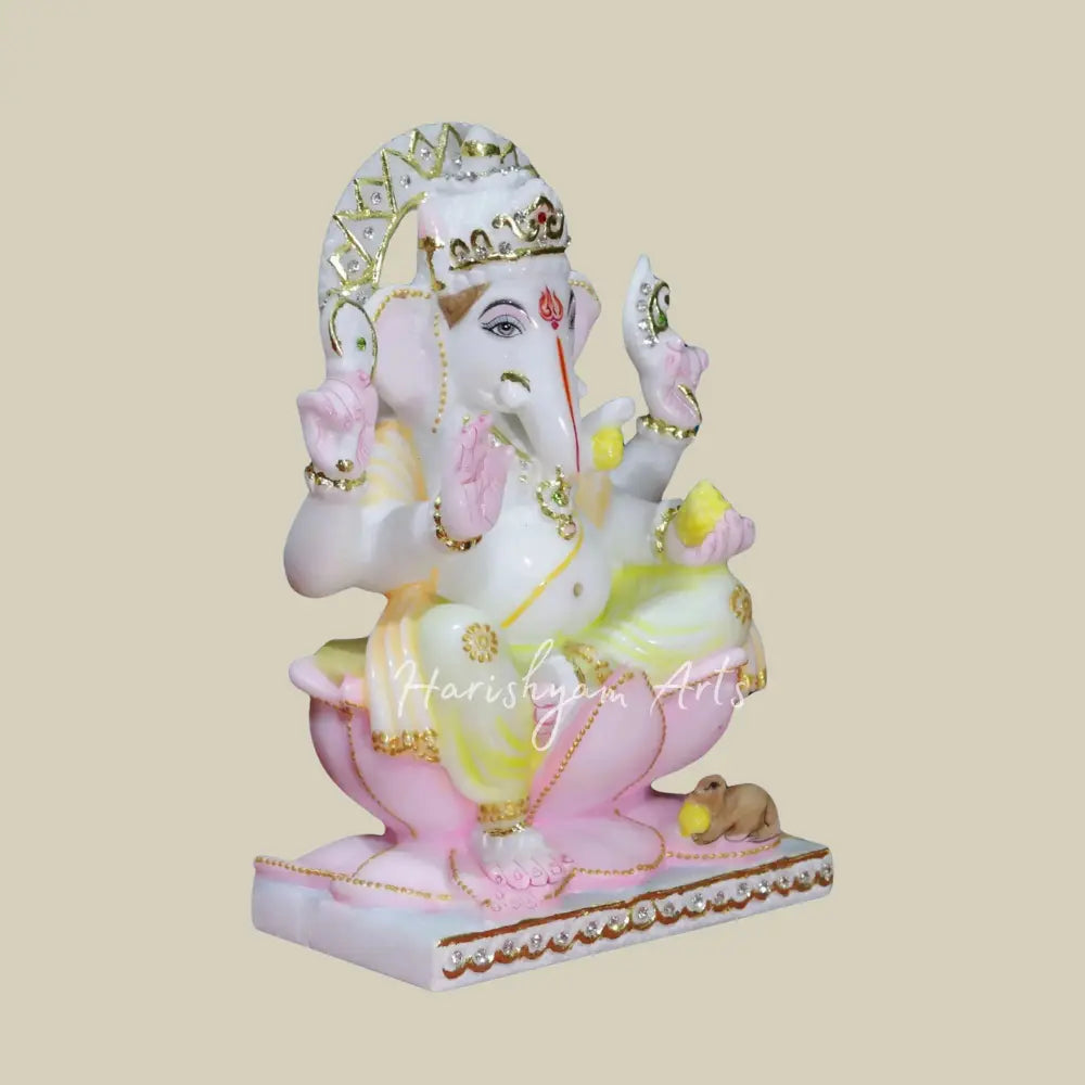 10" Beautiful Marble Idol of Lord Ganesha