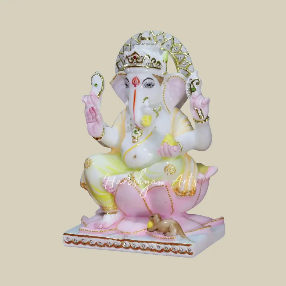 10" Beautiful Marble Idol of Lord Ganesha