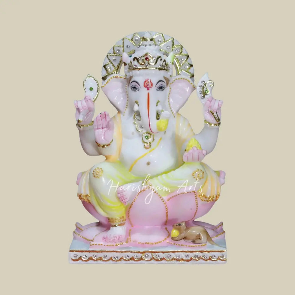 10" Beautiful Marble Idol of Lord Ganesha