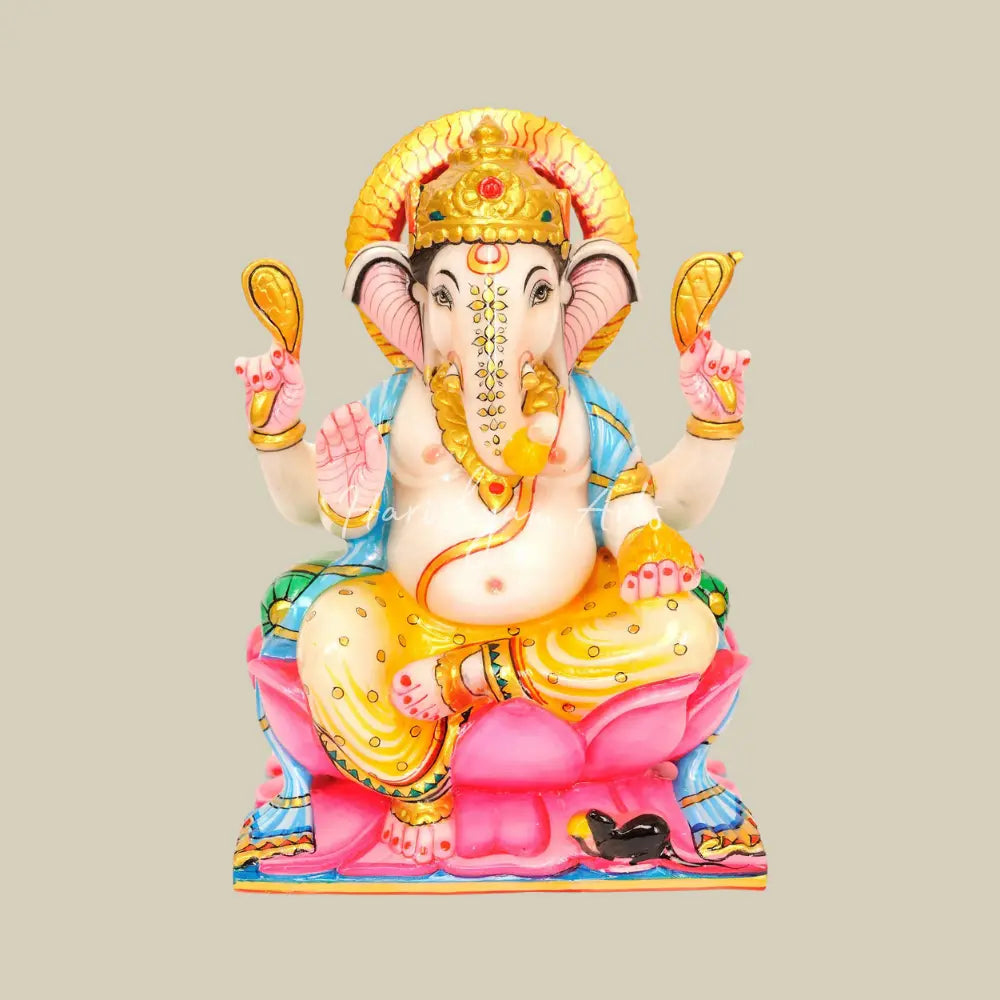 10" Colouful Marble Ganesh Murti