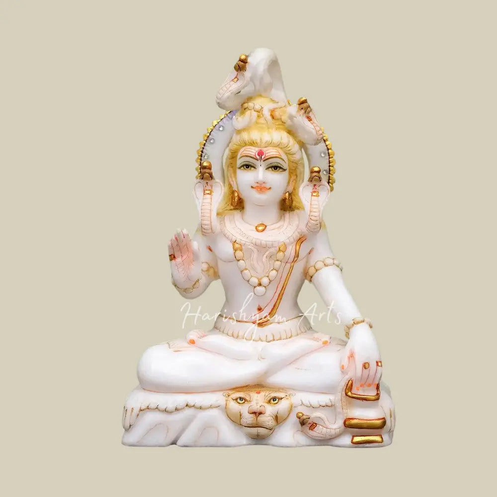 10" Mahadeva Shiva in Ashirwad Mudra Marble Statue