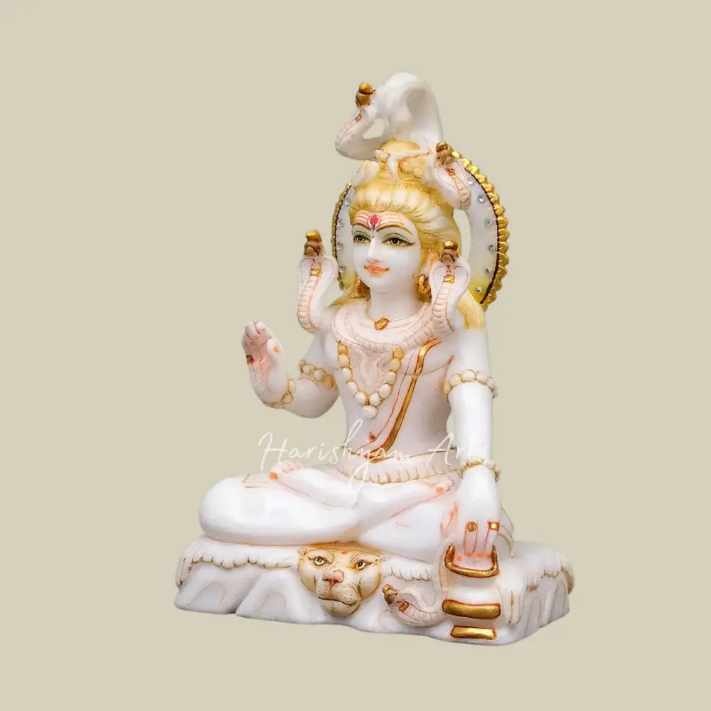 10" Mahadeva Shiva in Ashirwad Mudra Marble Statue