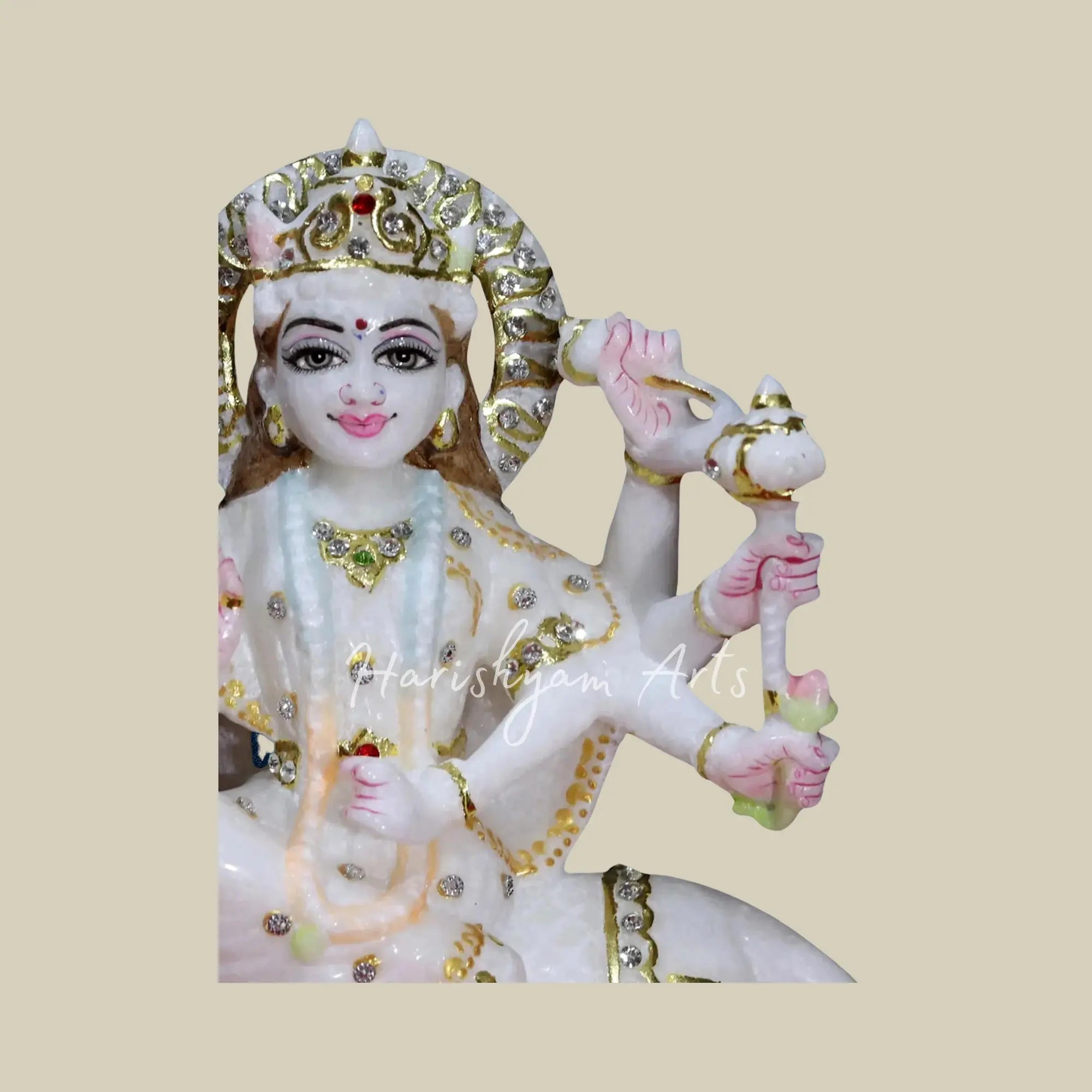 10" Marble Durga maa idol for puja