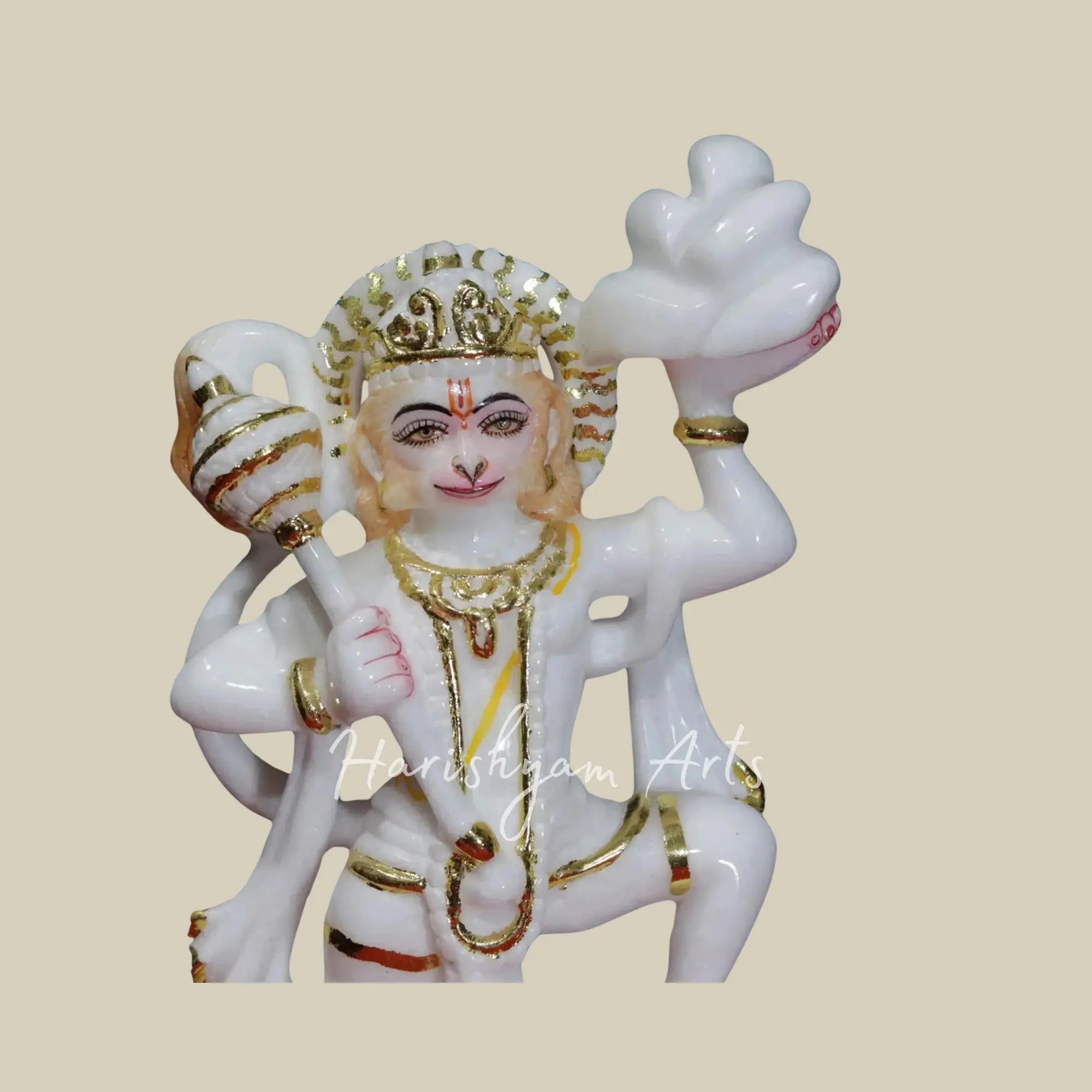 10 inches Veer Hanuman Carrying Mountain Marble Deity 1