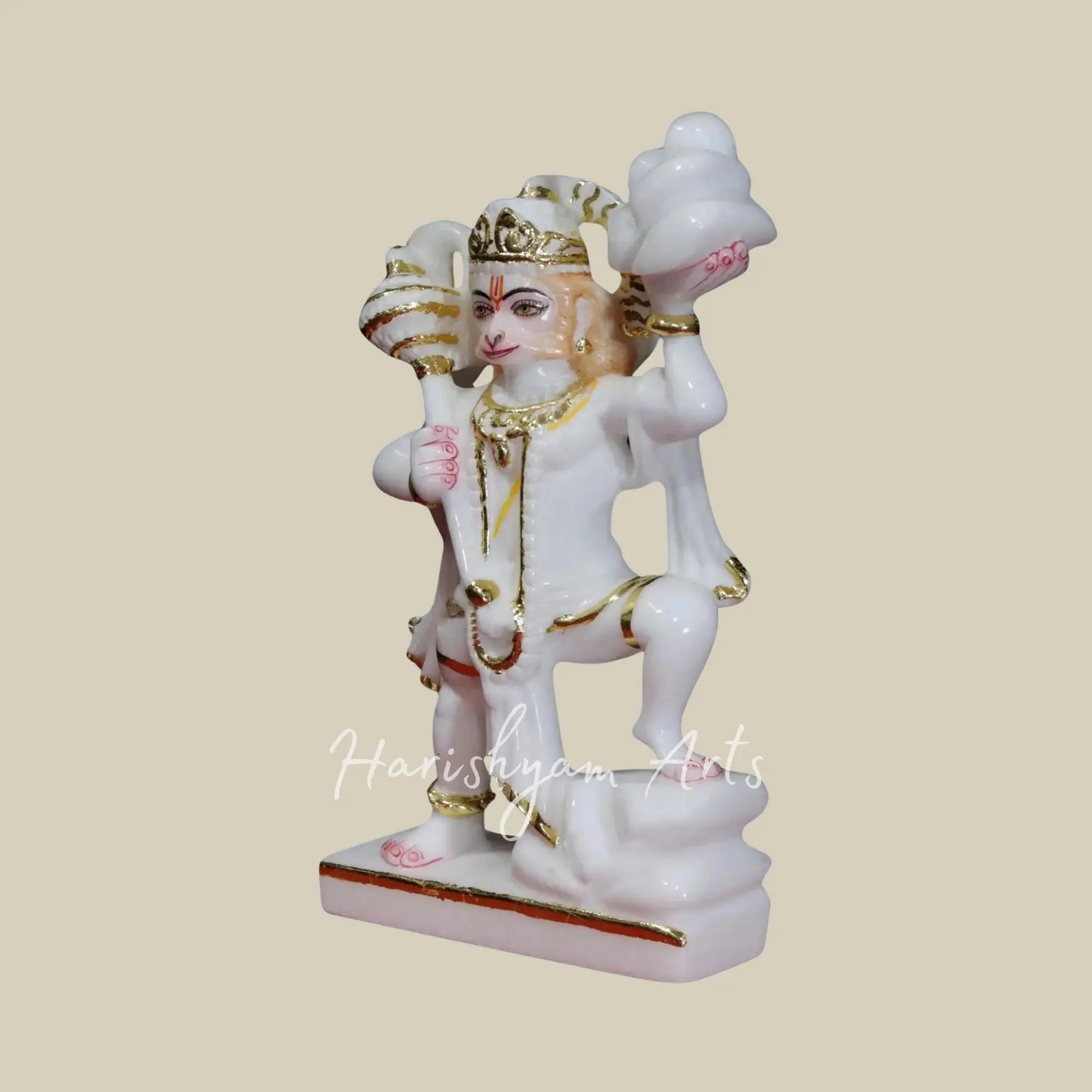 10 inches Veer Hanuman Carrying Mountain Marble Deity 2