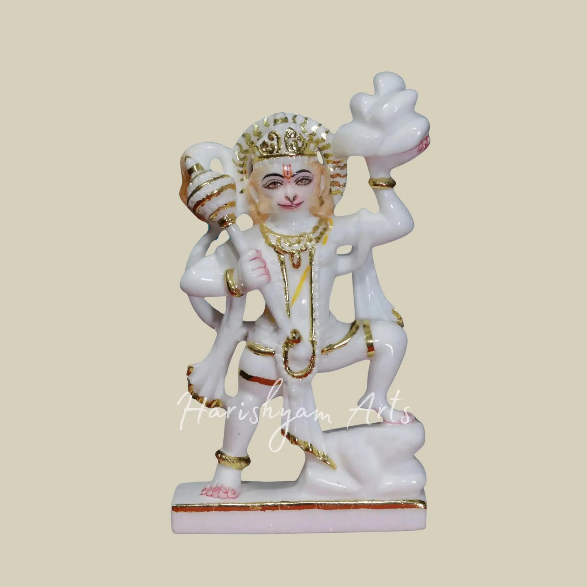 10 inches Veer Hanuman Carrying Mountain Marble Deity 3