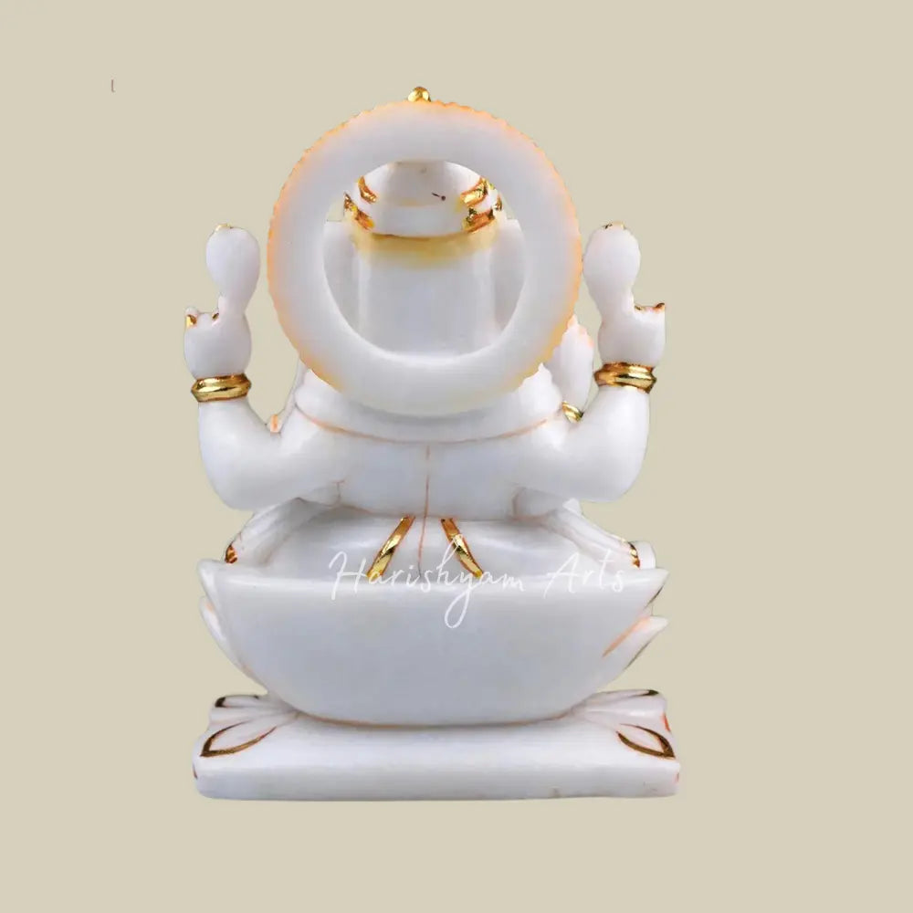 10" White Marble Ganesha Murti