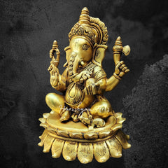 11.5" Brass Lord Ganesha Statue