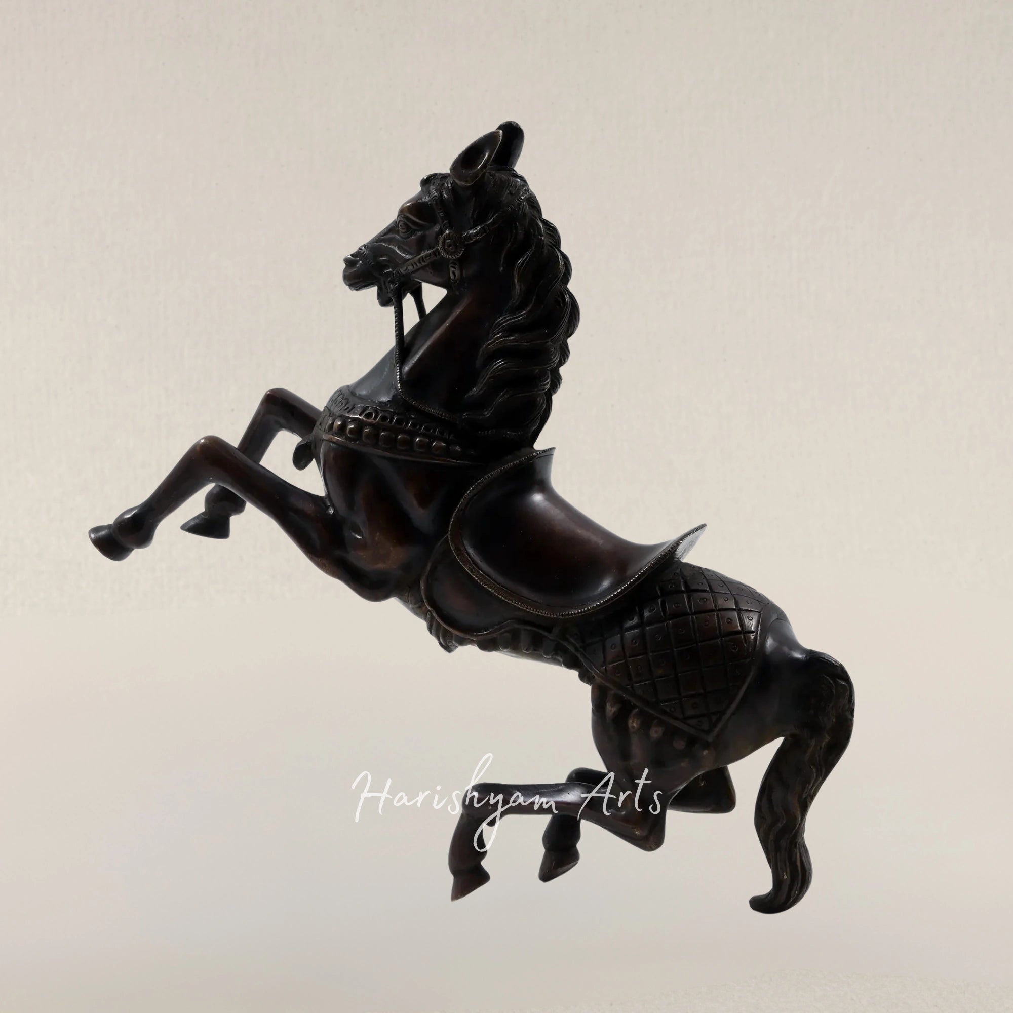 11" Dynamic Leaping Stallion Brass Art Piece for Decorative Display