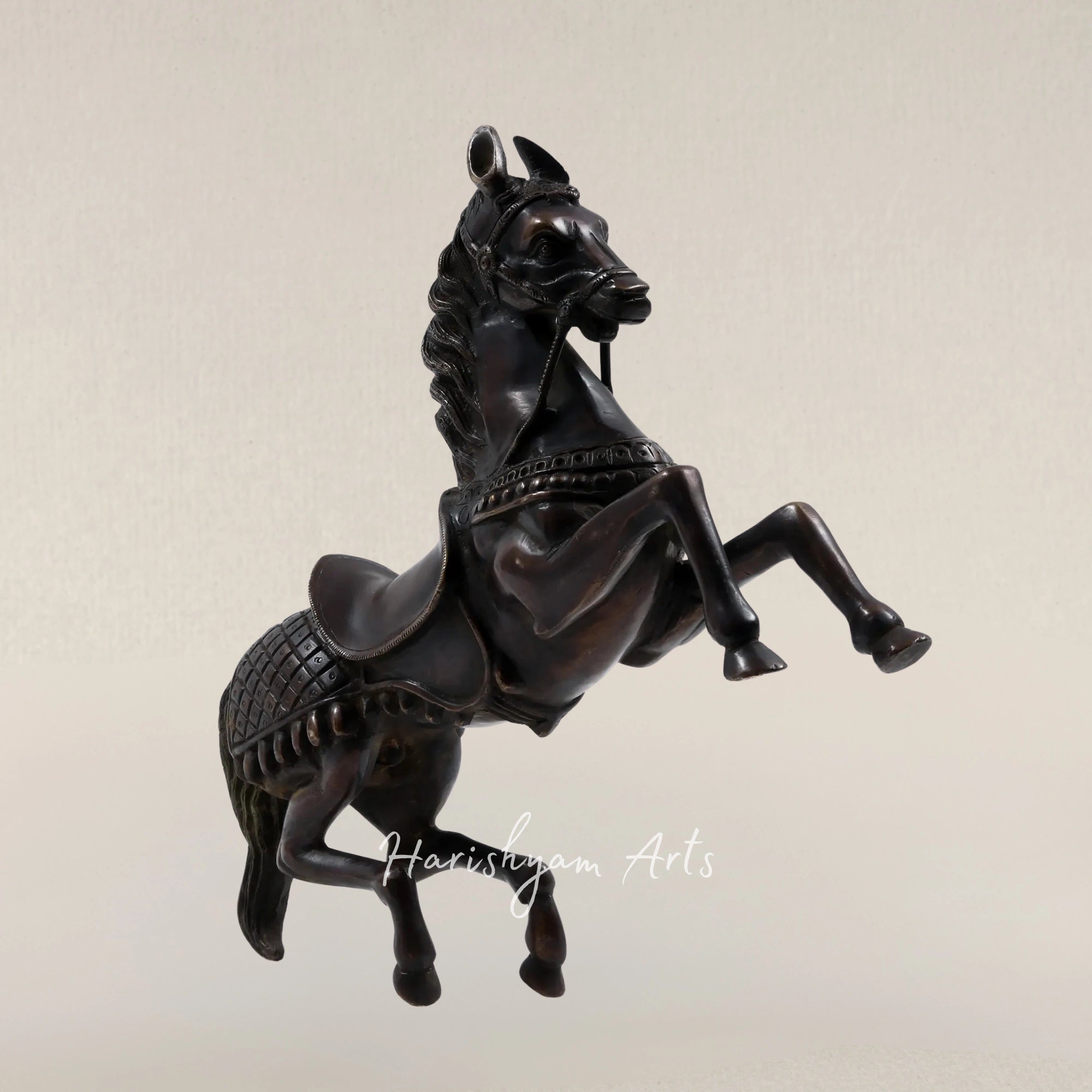 11" Dynamic Leaping Stallion Brass Art Piece for Decorative Display