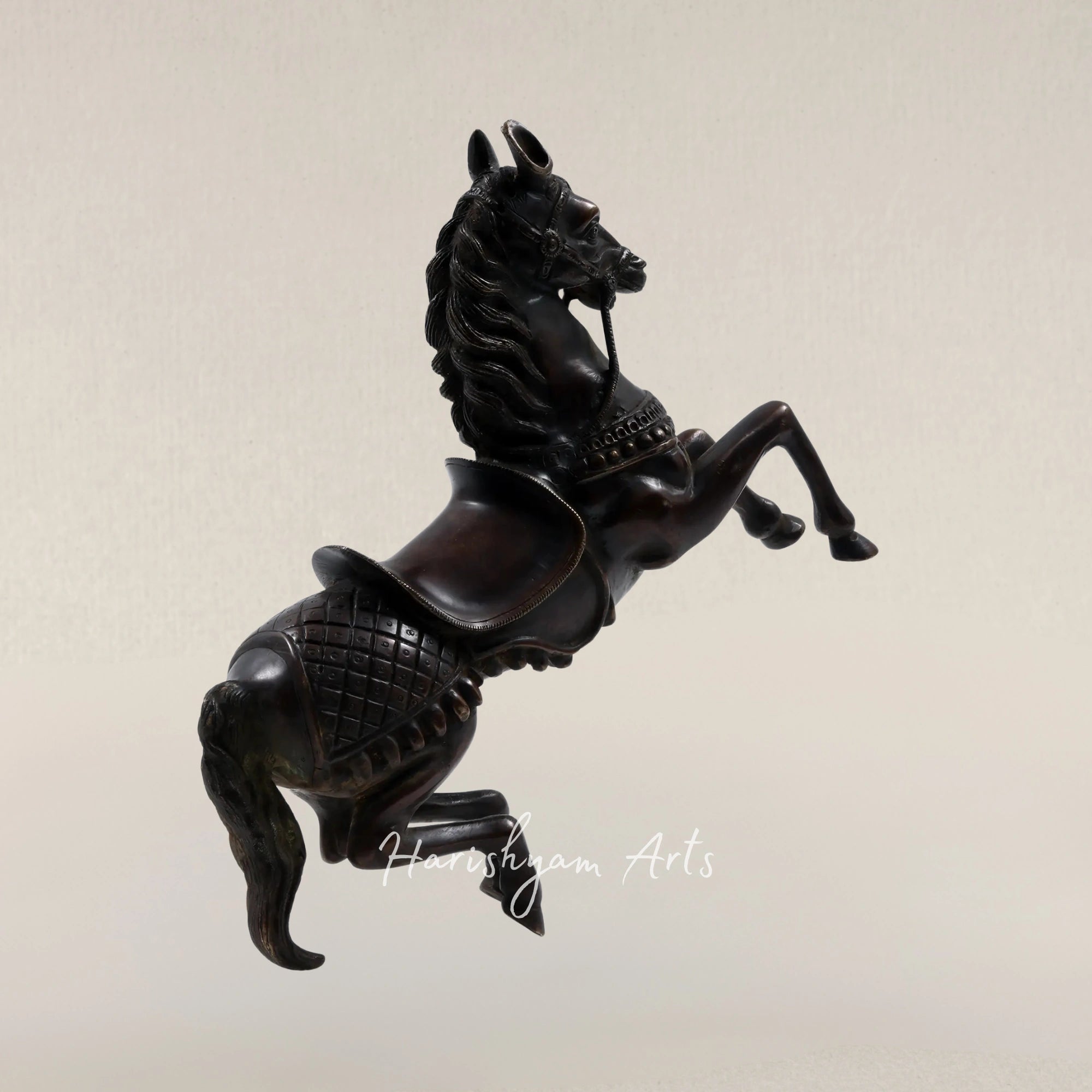 11" Dynamic Leaping Stallion Brass Art Piece for Decorative Display