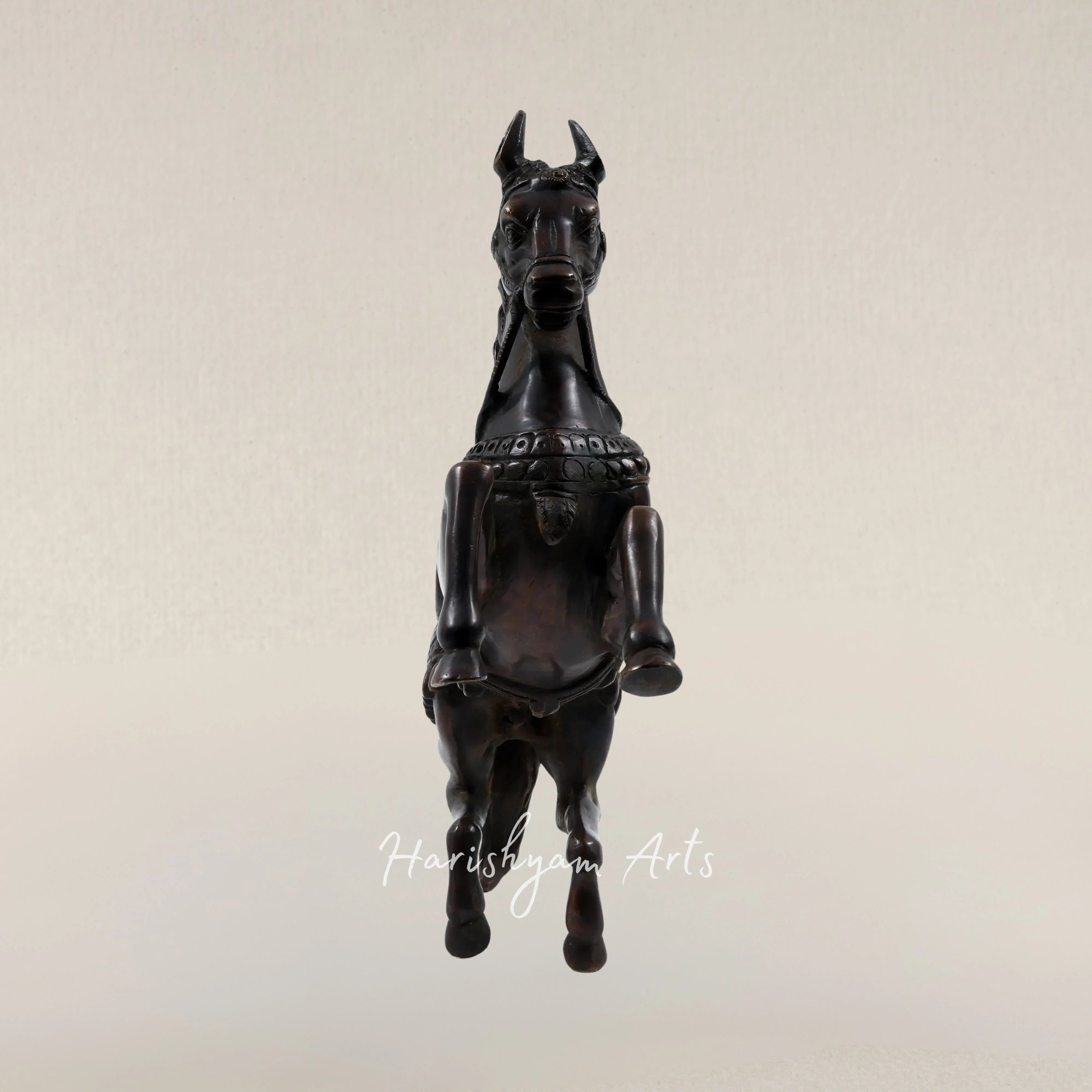 11" Dynamic Leaping Stallion Brass Art Piece for Decorative Display