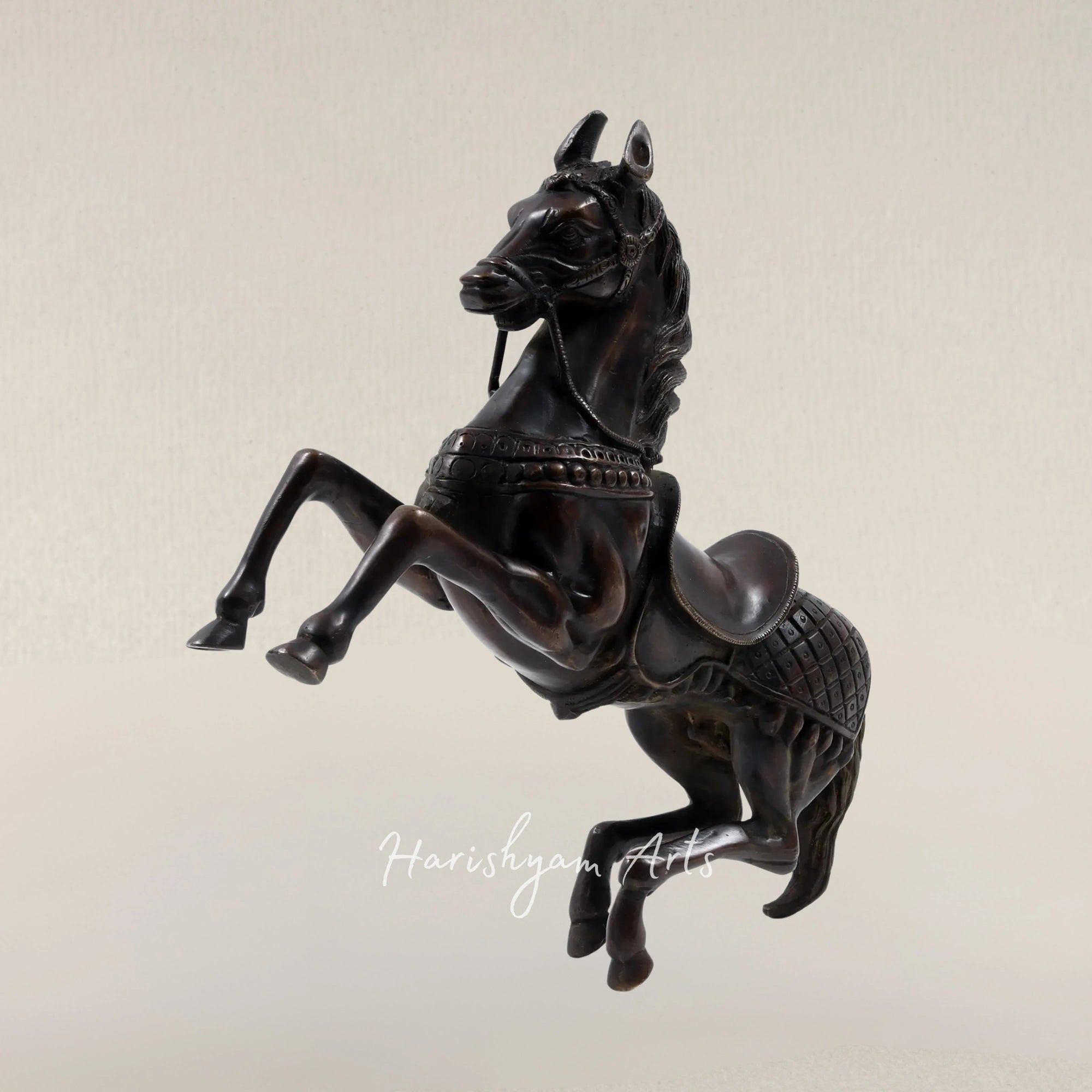11" Dynamic Leaping Stallion Brass Art Piece for Decorative Display
