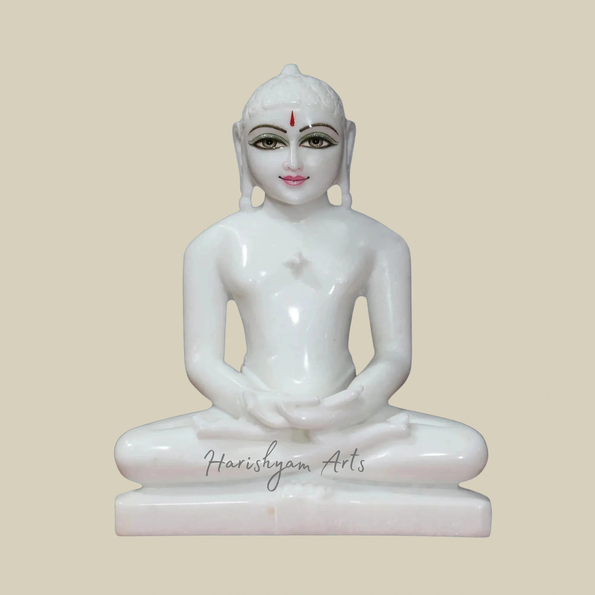 11" Hand-Carved Marble Idol of Lord Mahavir – God of Jainism