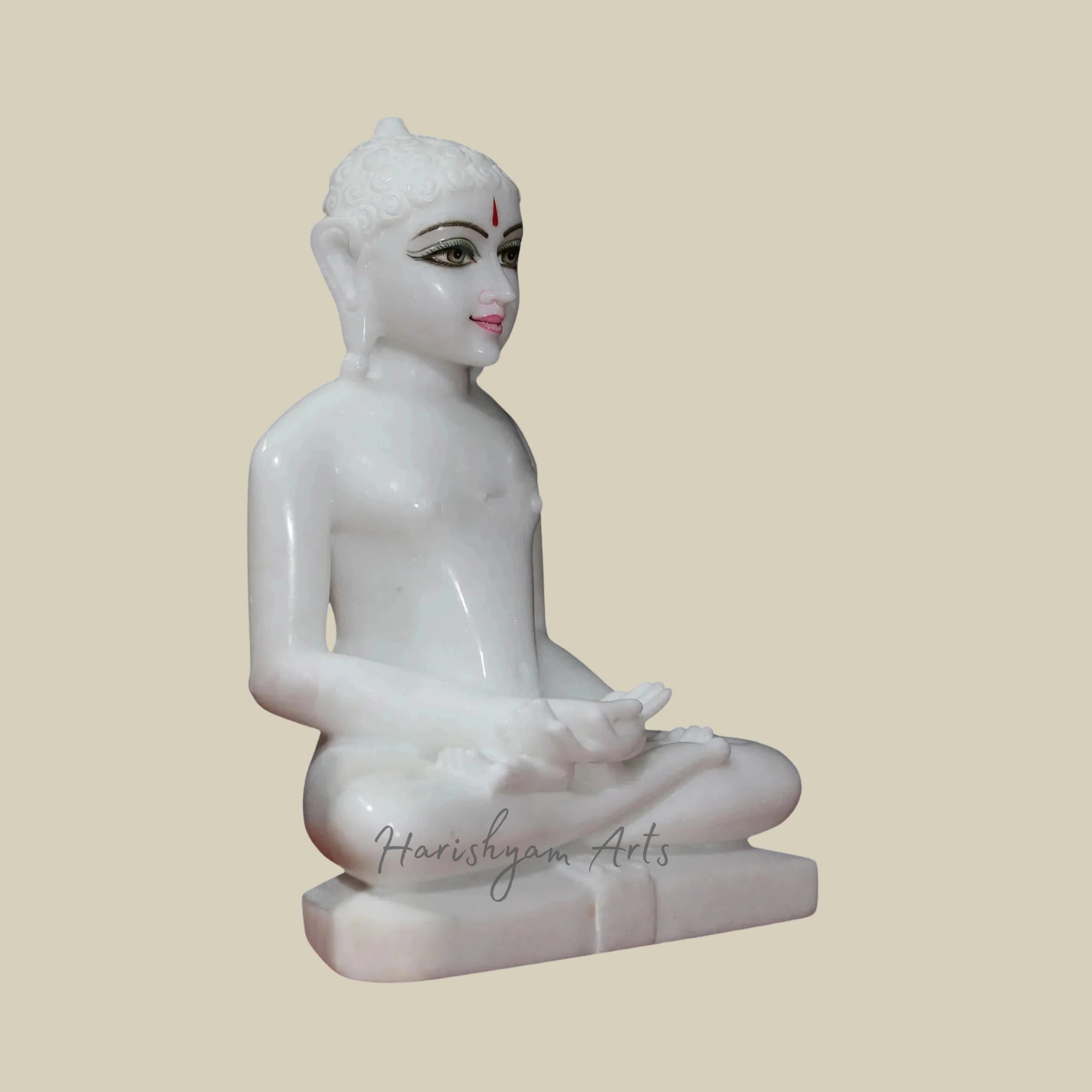 11" Hand-Carved Marble Idol of Lord Mahavir – God of Jainism1