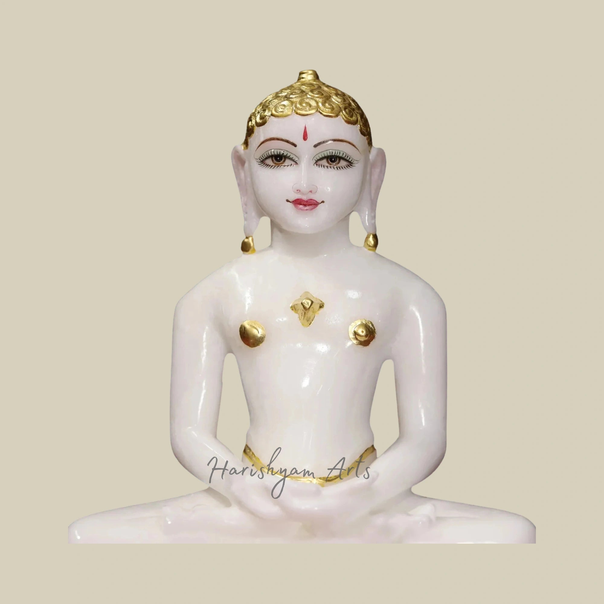 11" Handcrafted Mahavir Jain Statue in White Makrana Marble3