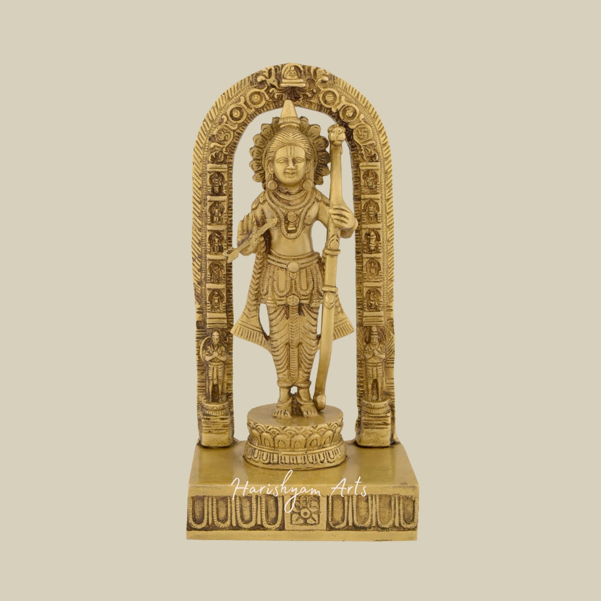 11" Handcrafted Ram Lalla Statue in Brass for Mandir