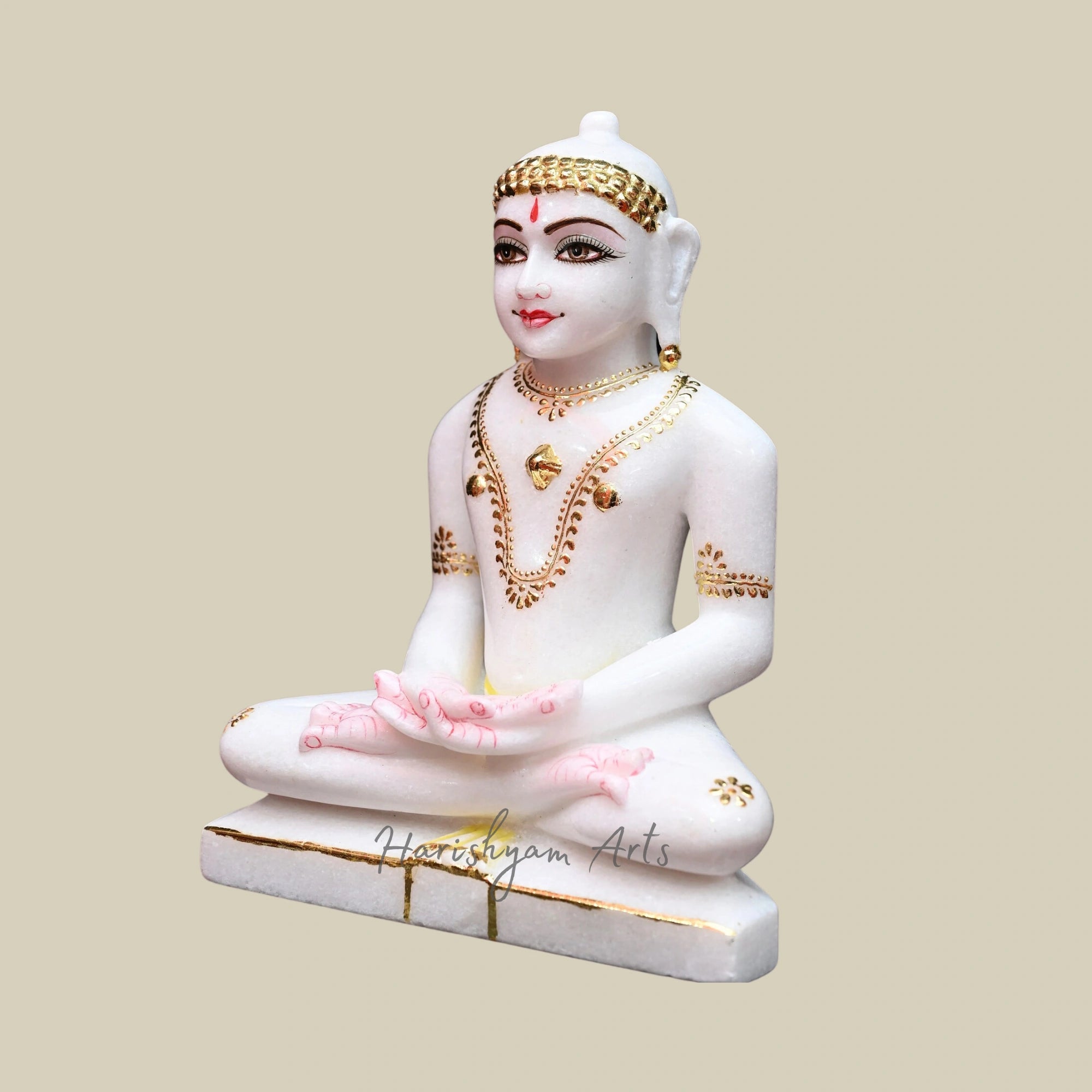 11" Mahavir Swami Marble Statue for Home and Mandir