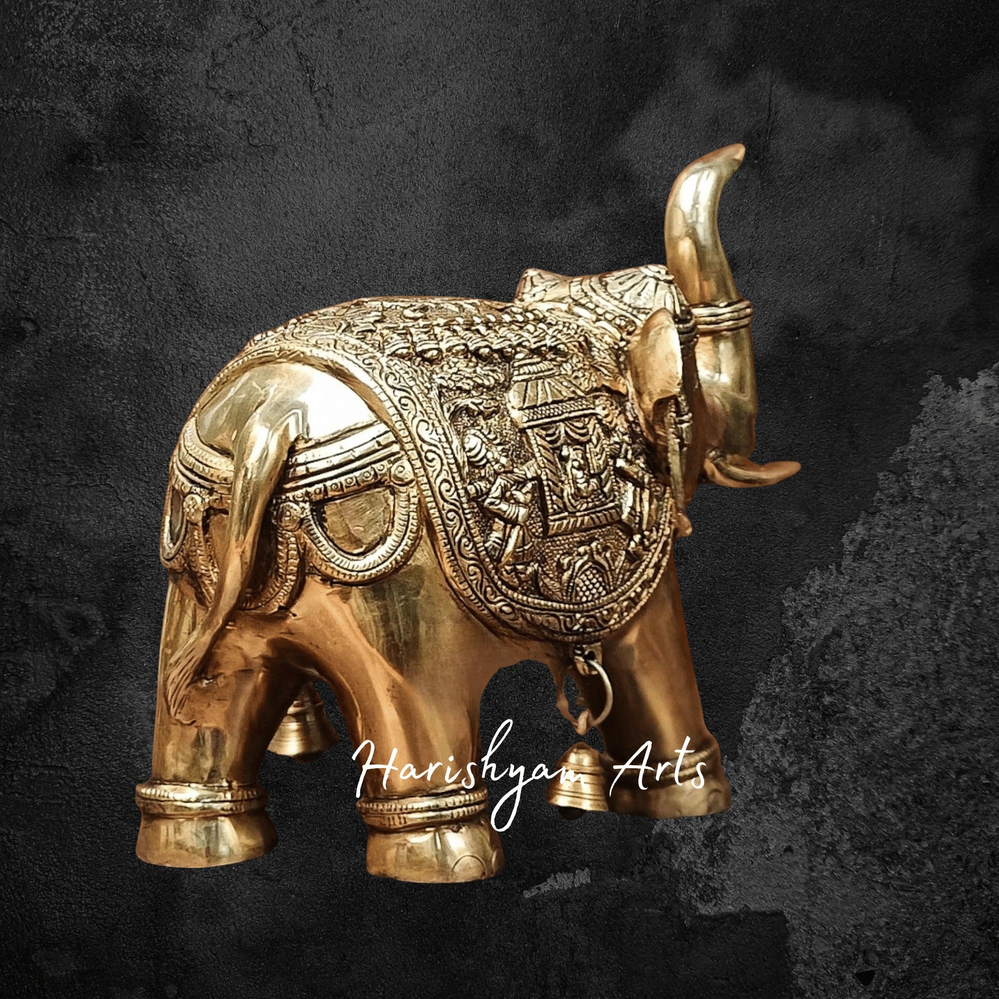 11" Majestic Brass Elephant Figurine with Raised Trunk Design