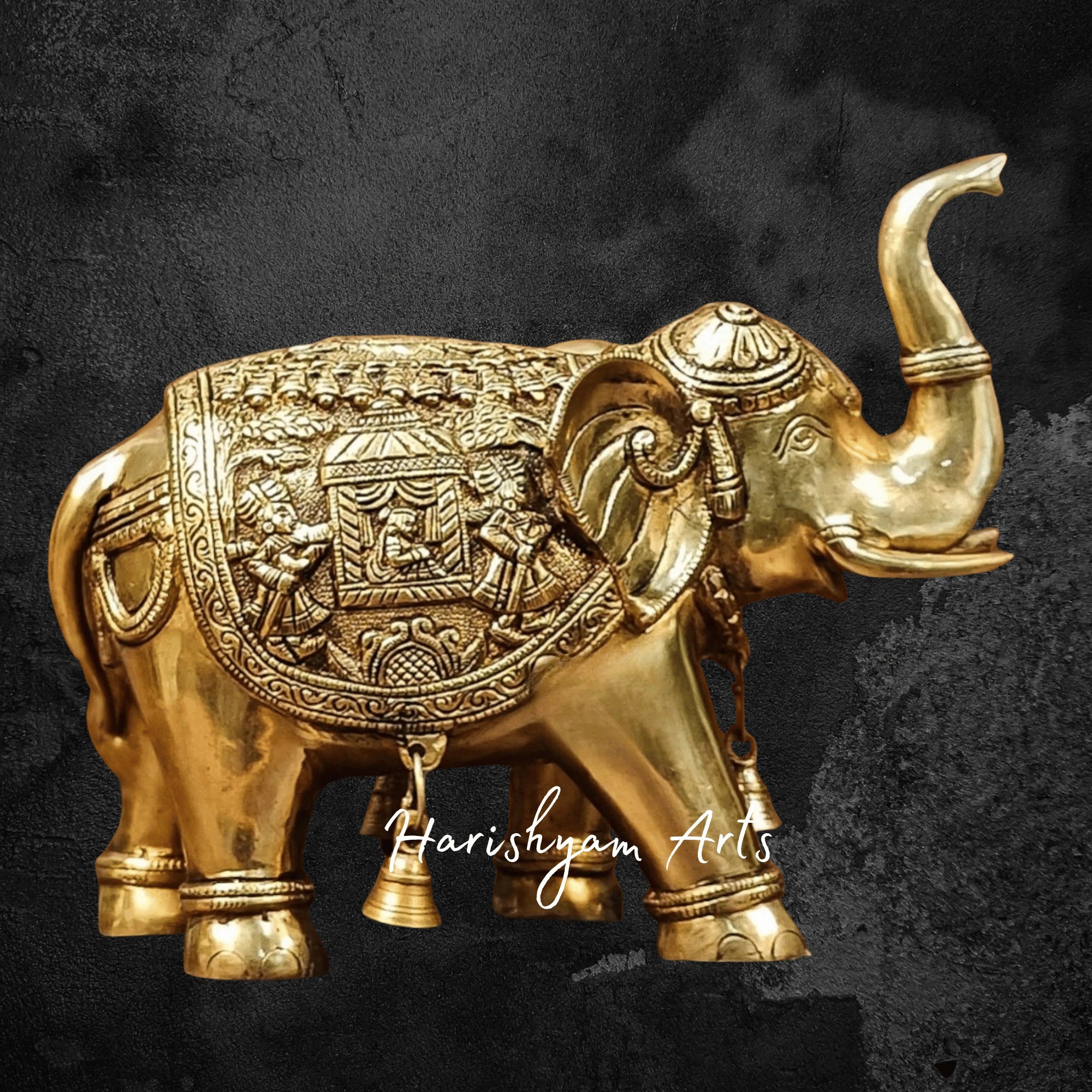 11" Majestic Brass Elephant Figurine with Raised Trunk Design