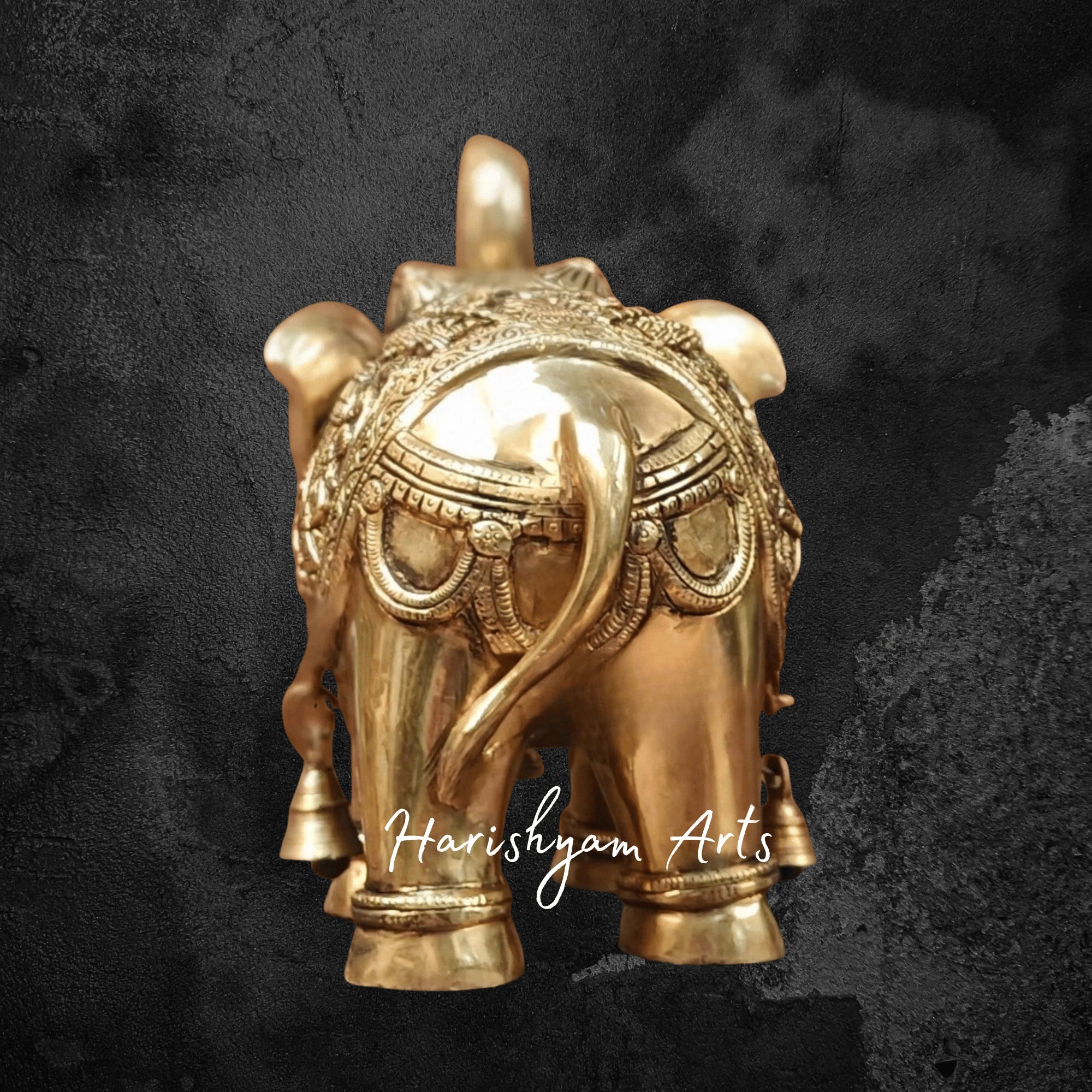 11" Majestic Brass Elephant Figurine with Raised Trunk Design