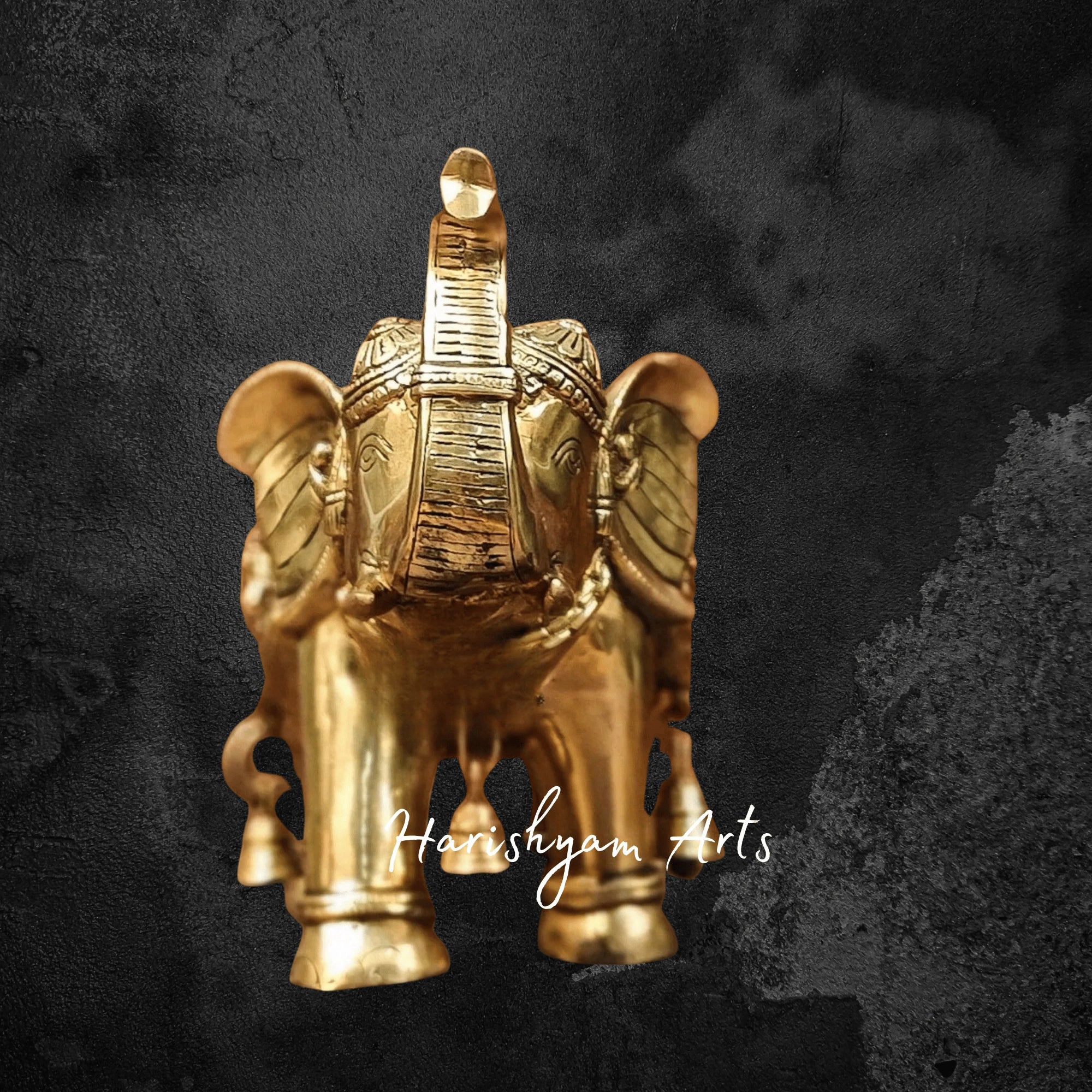 11" Majestic Brass Elephant Figurine with Raised Trunk Design