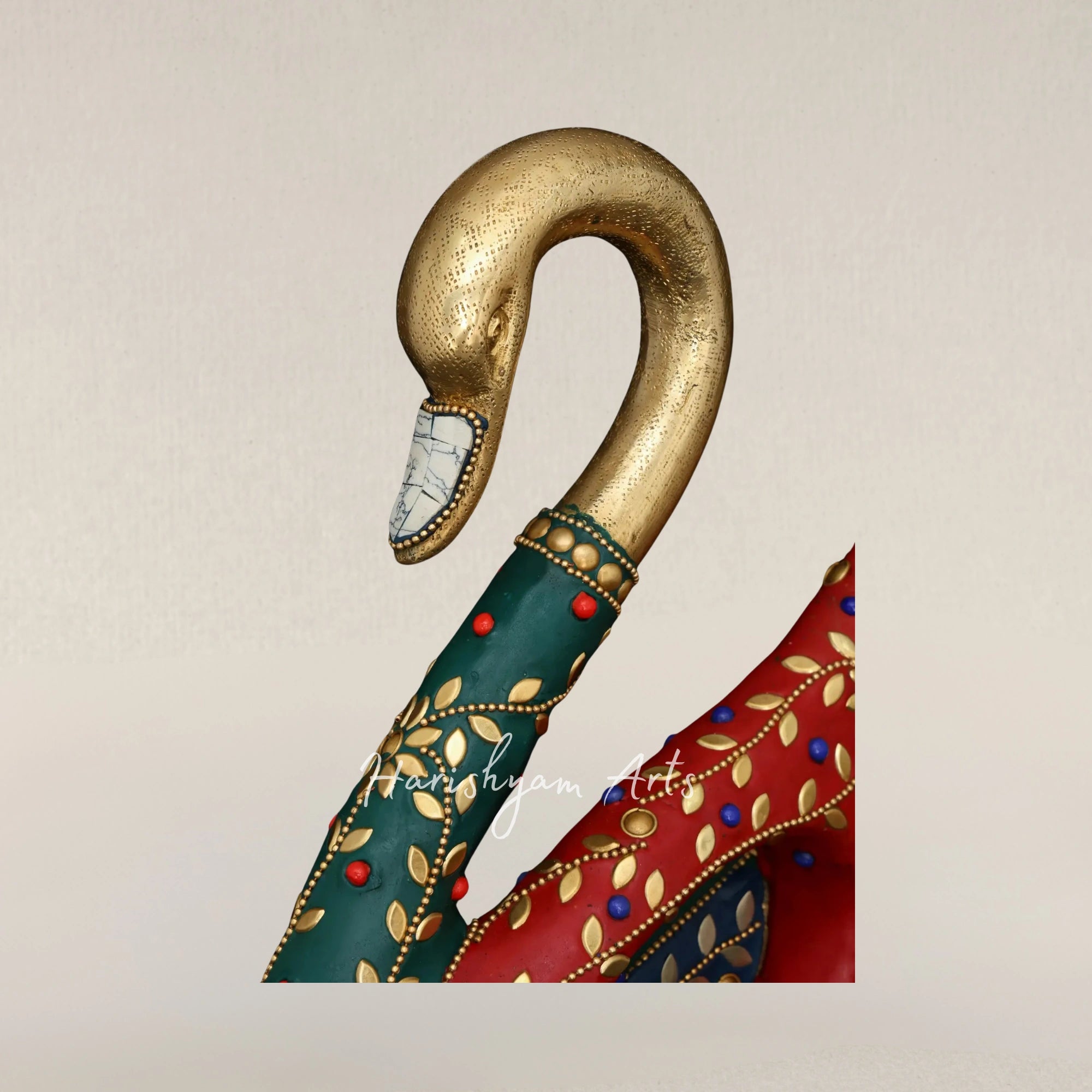 11" Mother Swan with Cygnet Brass Figurine Detailed Inlay Table Ornament