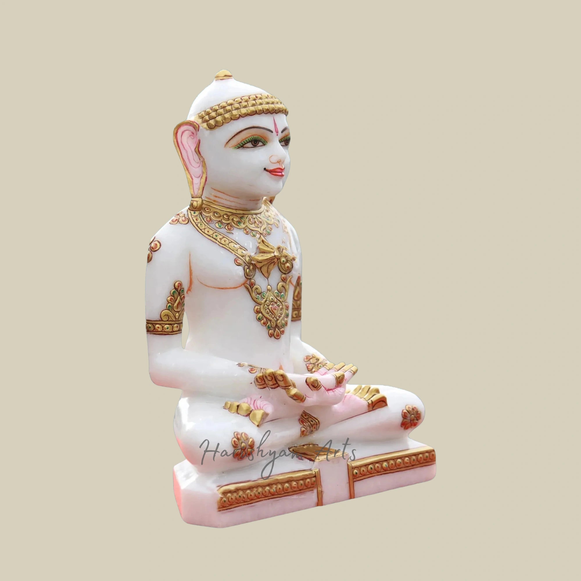 11" Sacred Marble Sculpture of Mahavir Jain for Spiritual Spaces1