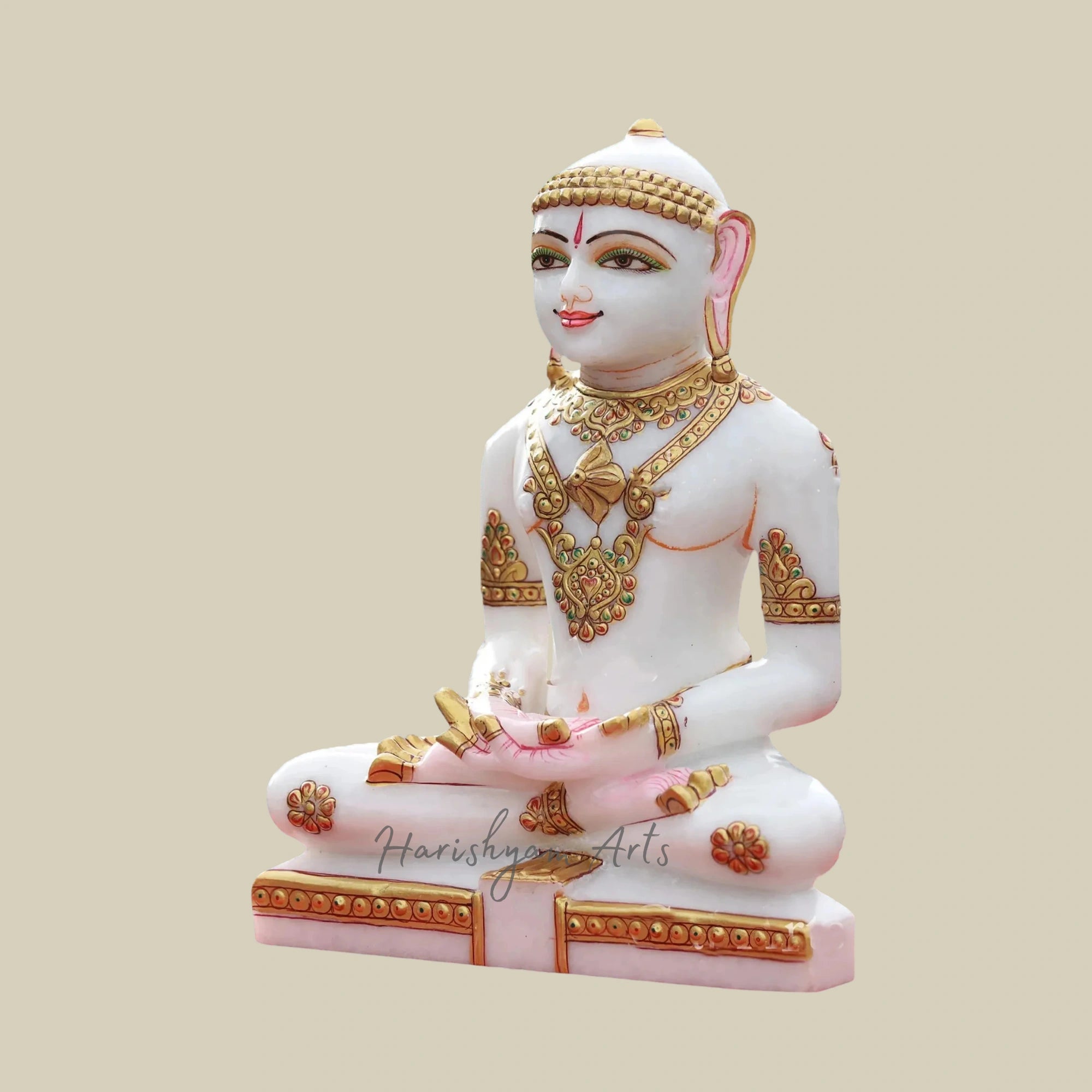 11" Sacred Marble Sculpture of Mahavir Jain for Spiritual Spaces2