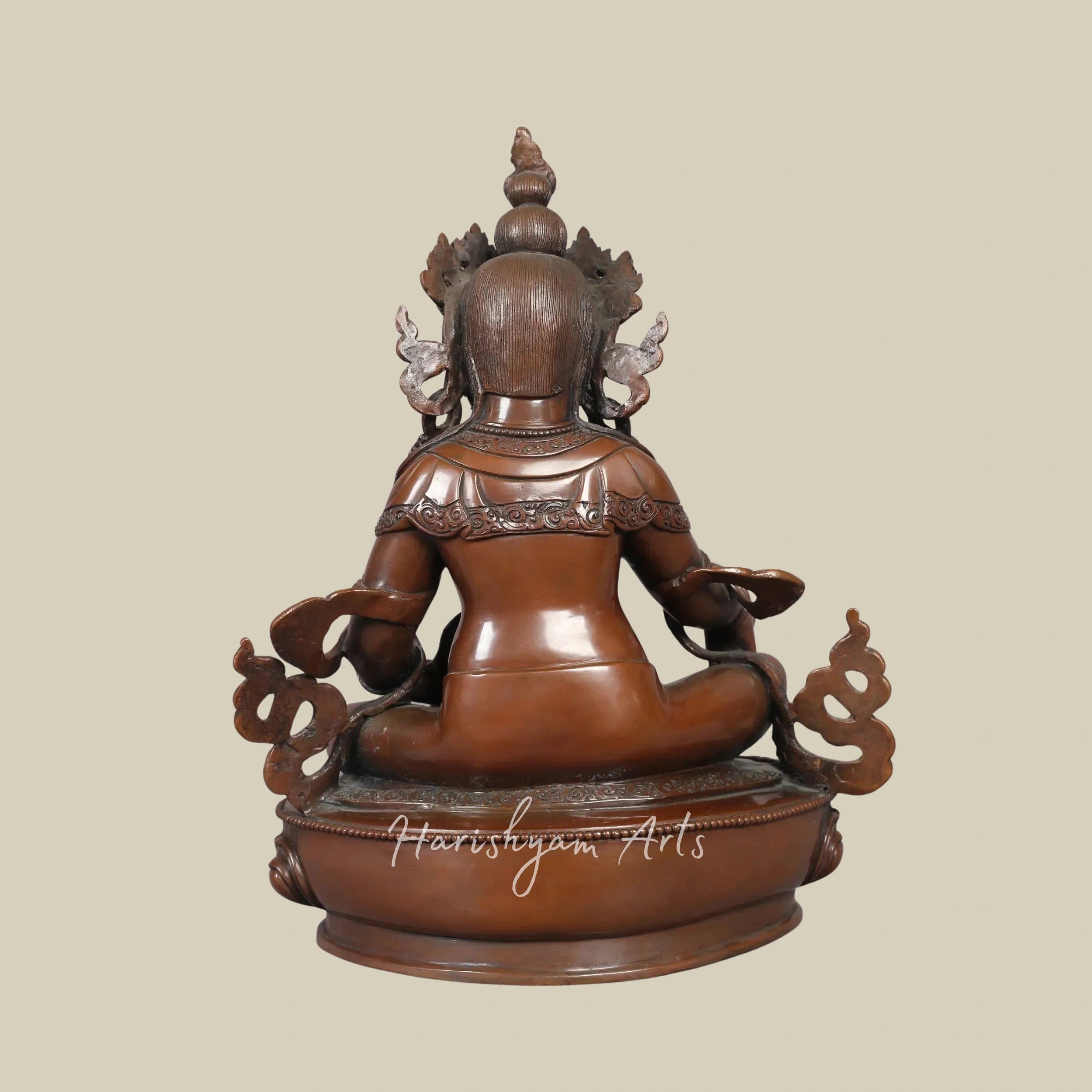 11" Sacred Wealth Deity Kubera Copper Figurine from Himalayan Nepal