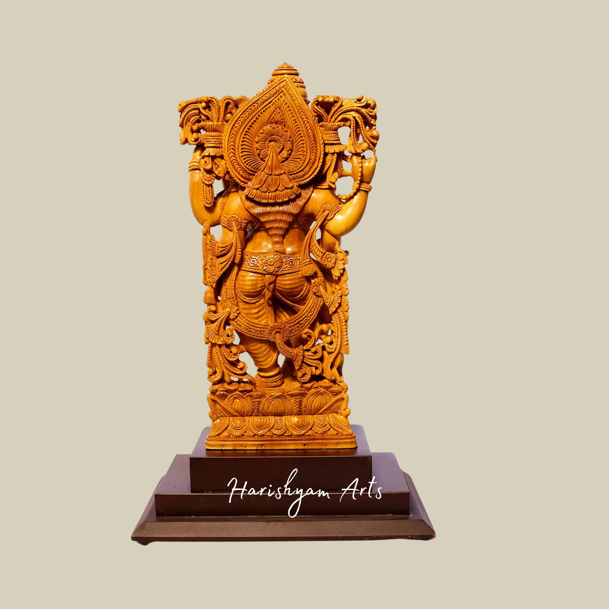 11" Saraswati Wooden Sculpture for Temple – Dancing Goddess Saraswati Design10