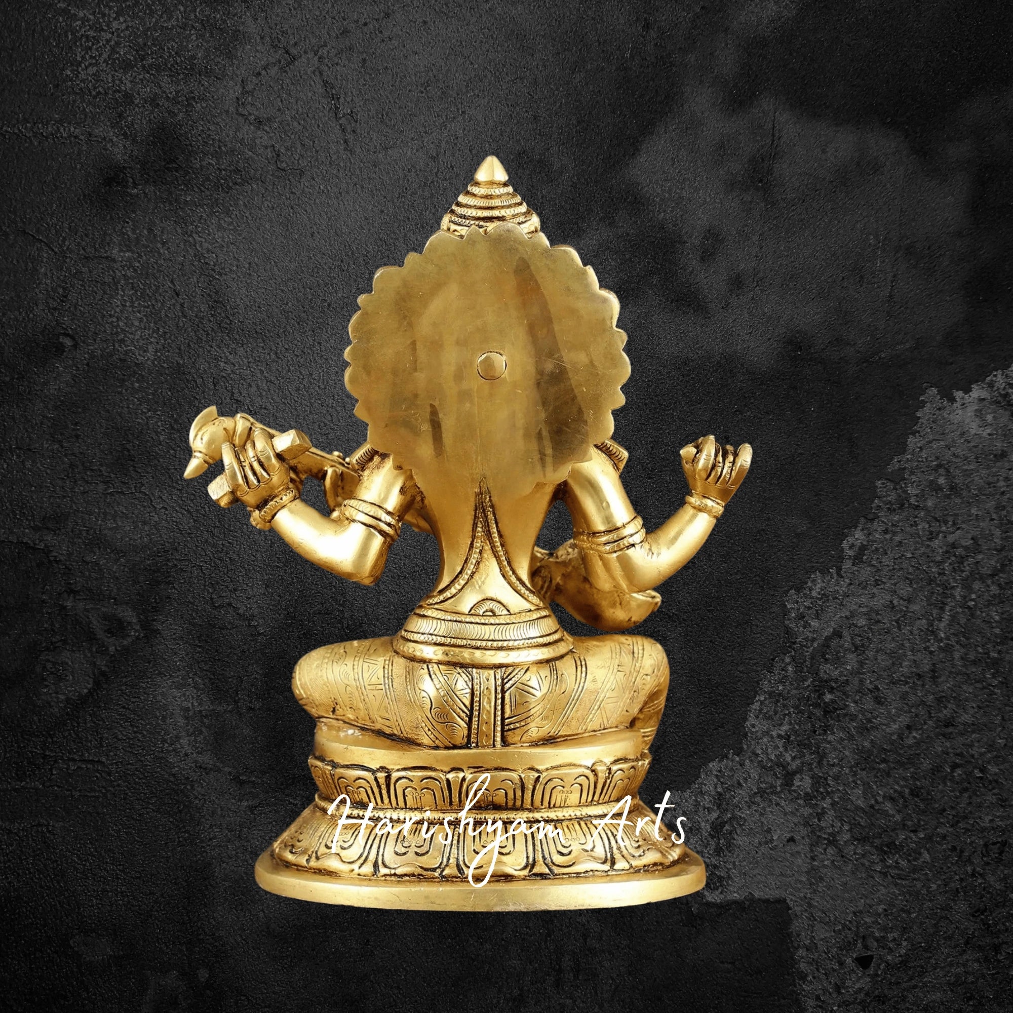 11" Traditional Brass Saraswati Idol with Stonework Perfect for Spiritual Decor and Gifting