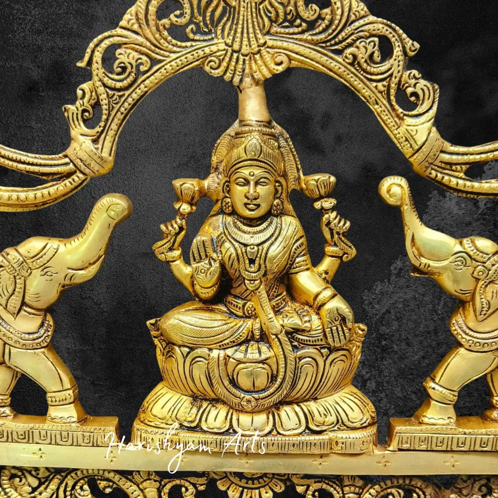 11" Brass Gajh Lakshmi Wall Ascents front Door Statue