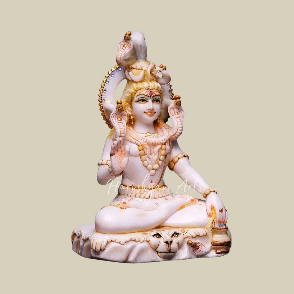 11" Shiva Seated on Mount Kailasha Marble Sculpture