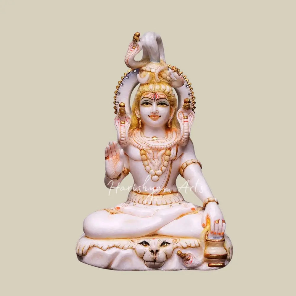 11" Shiva Seated on Mount Kailasha Marble Sculpture