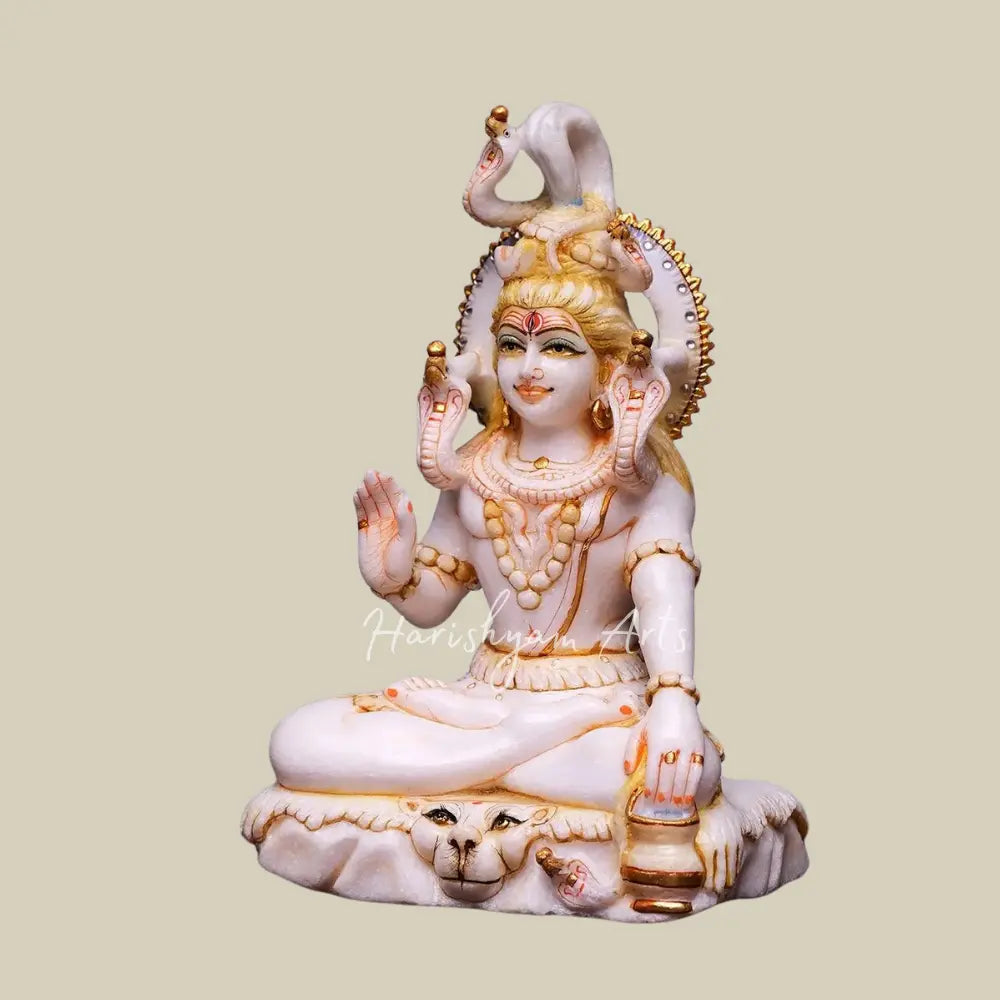 11" Shiva Seated on Mount Kailasha Marble Sculpture