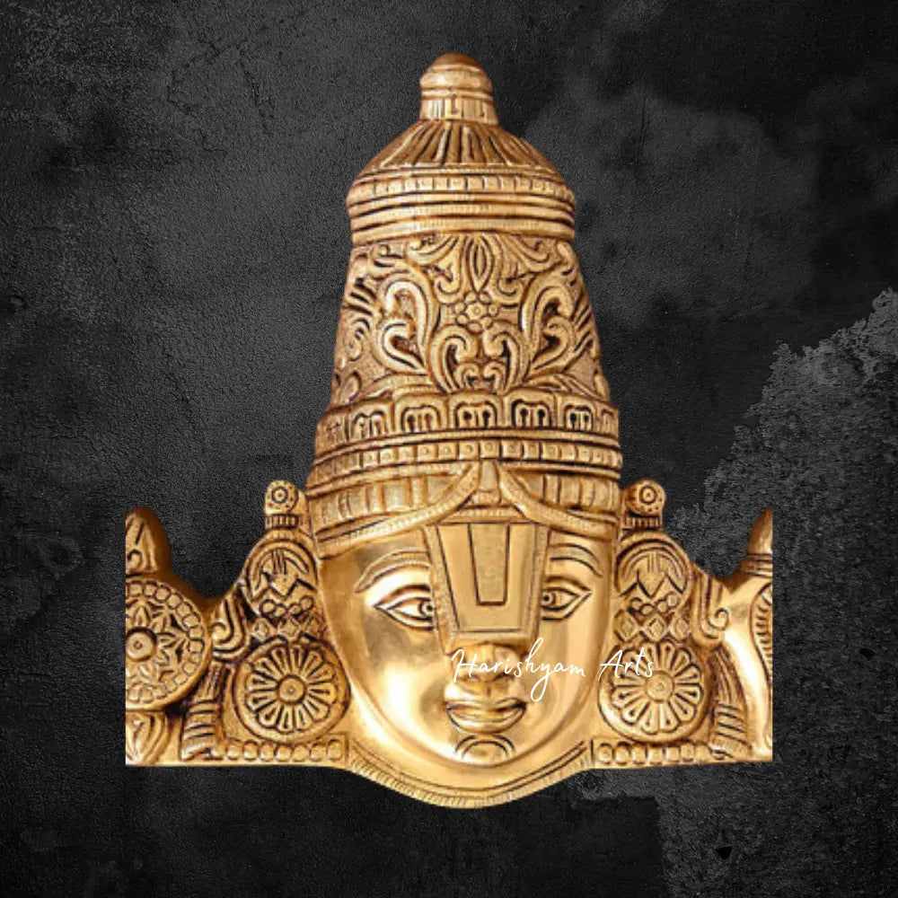 Brass Tirupati Balaji Venkateshwar Face Wall Decor 12"