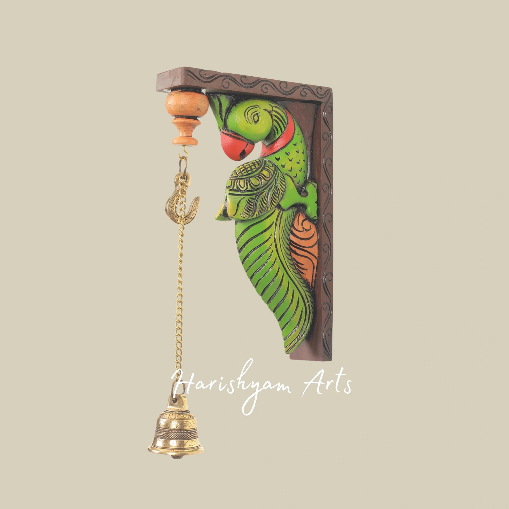 12" Artistic Wooden Parrot Wall Bracket