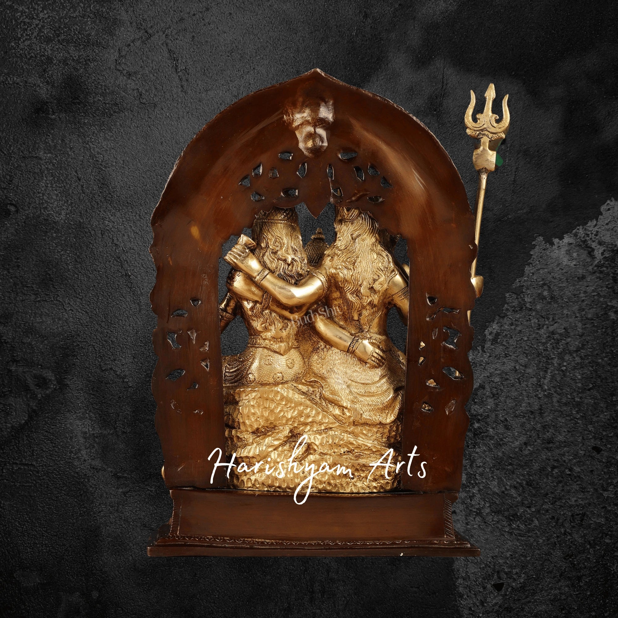 12" Brass Shiv Parivar Statue in Dual Tone Finish