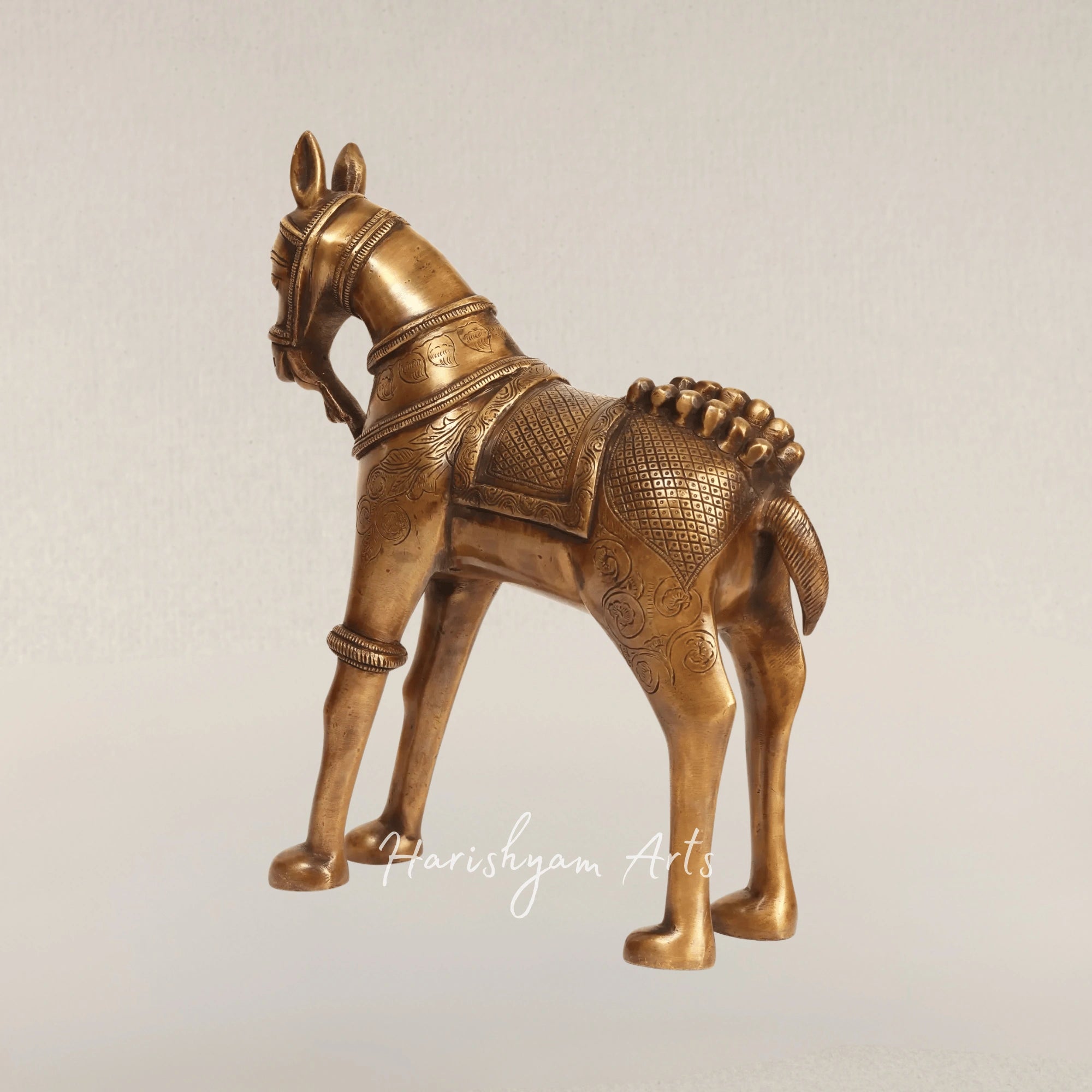 12" Decorative Brass Horse Statue for Classic Home Styling