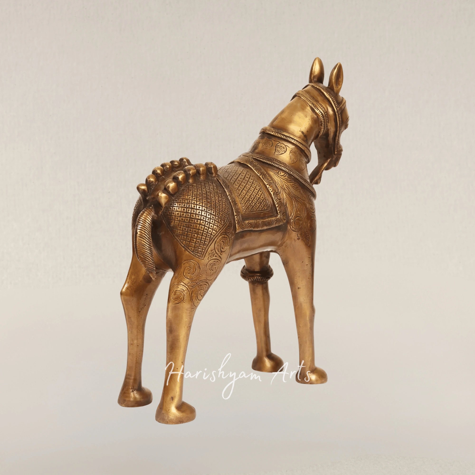 12" Decorative Brass Horse Statue for Classic Home Styling