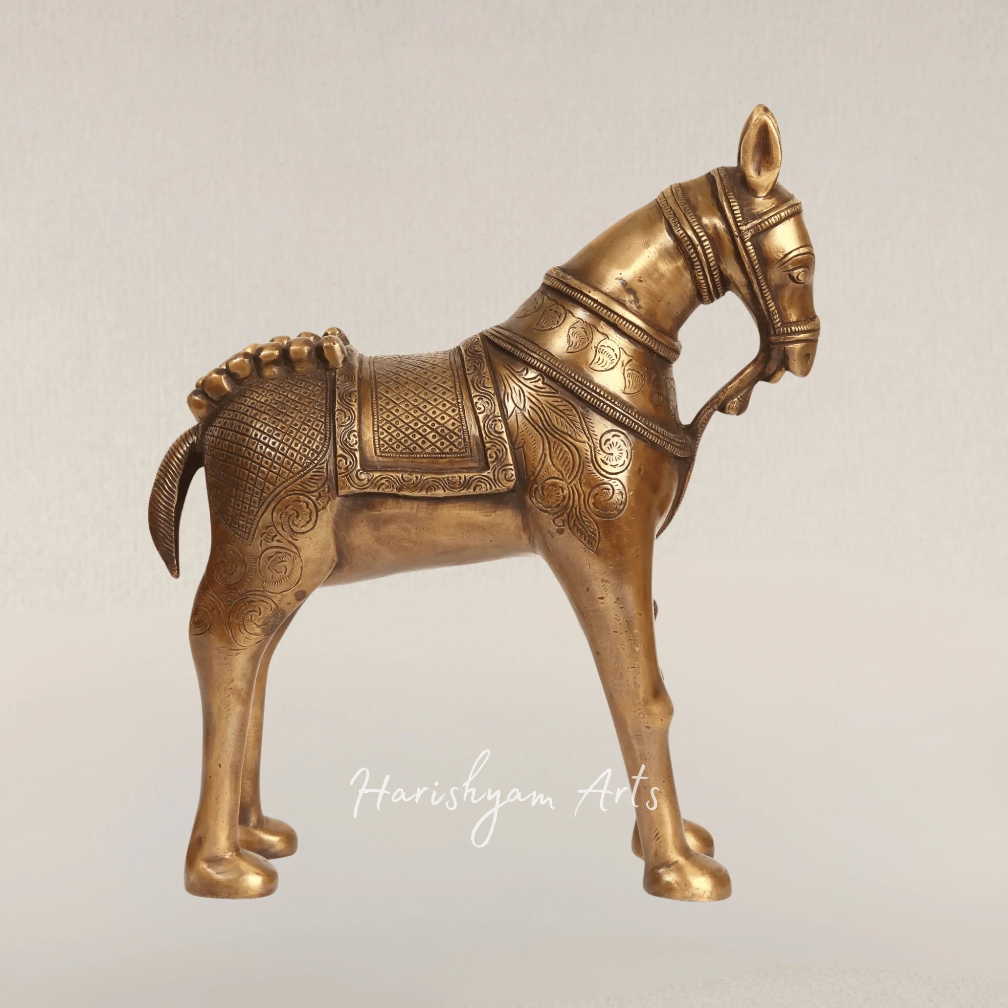 12" Decorative Brass Horse Statue for Classic Home Styling