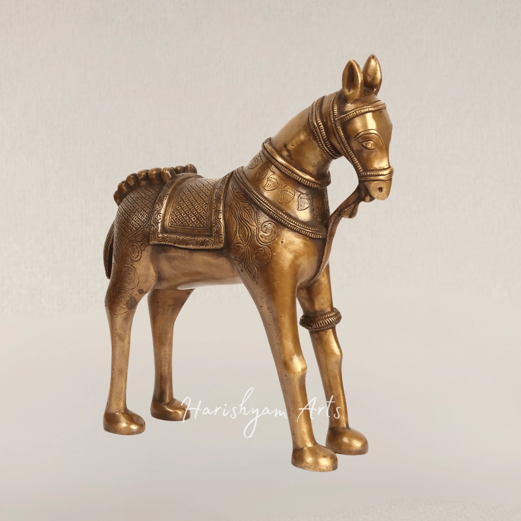 12" Decorative Brass Horse Statue for Classic Home Styling