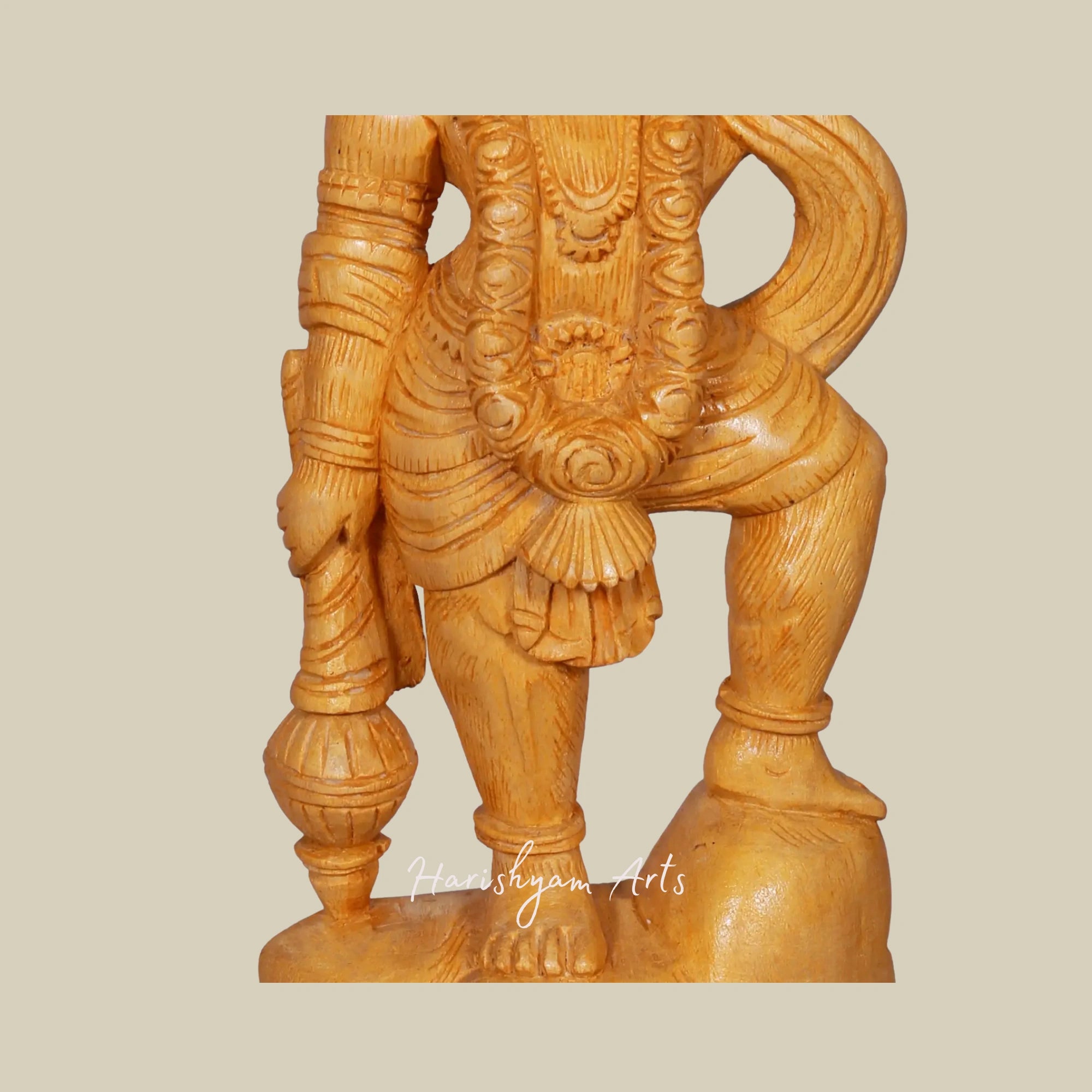 12" Decorative Wooden Hanuman Statue with Dronagiri Parvat2