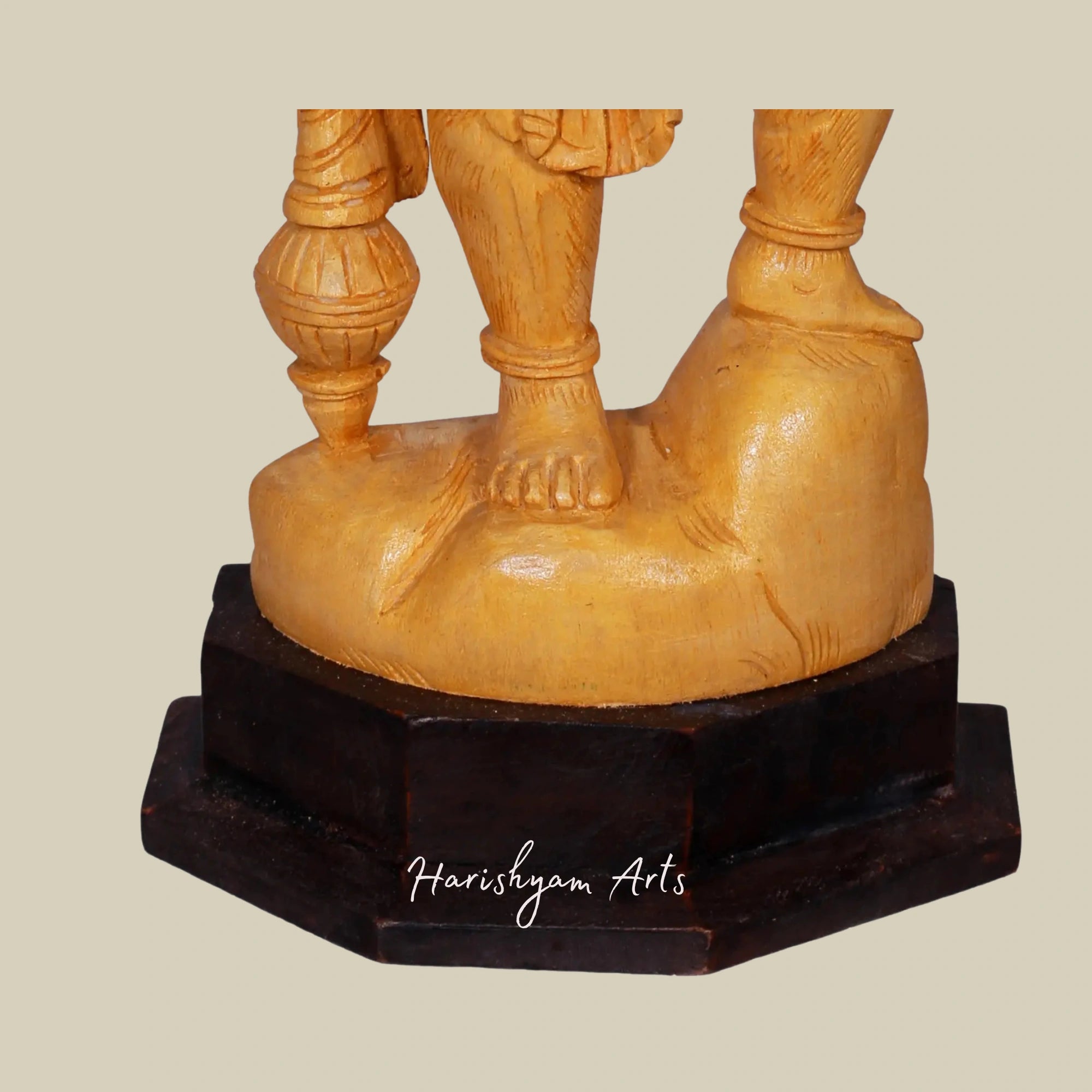 12" Decorative Wooden Hanuman Statue with Dronagiri Parvat3