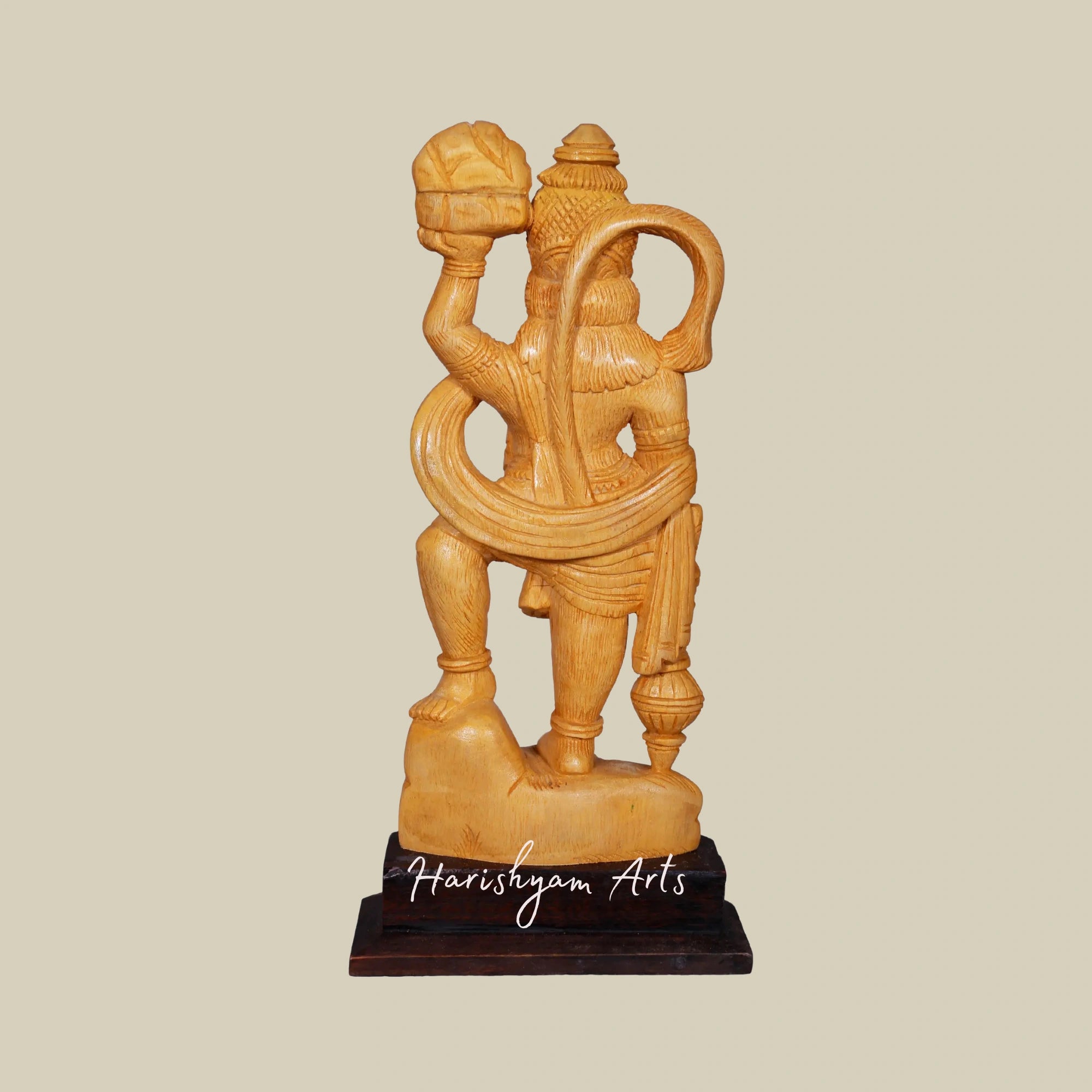 12" Decorative Wooden Hanuman Statue with Dronagiri Parvat5