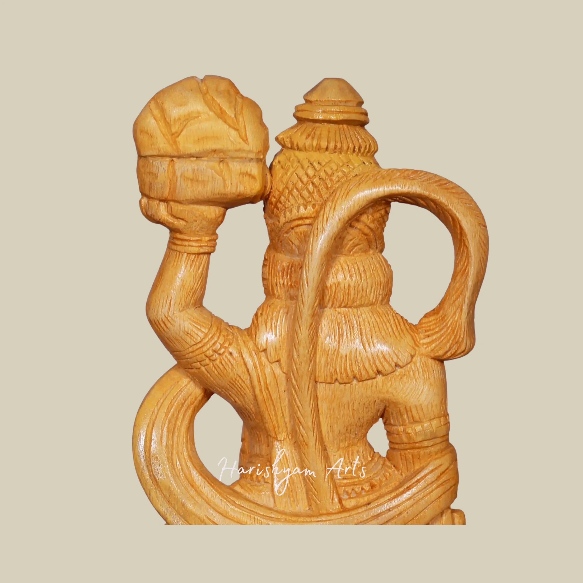 12" Decorative Wooden Hanuman Statue with Dronagiri Parvat6