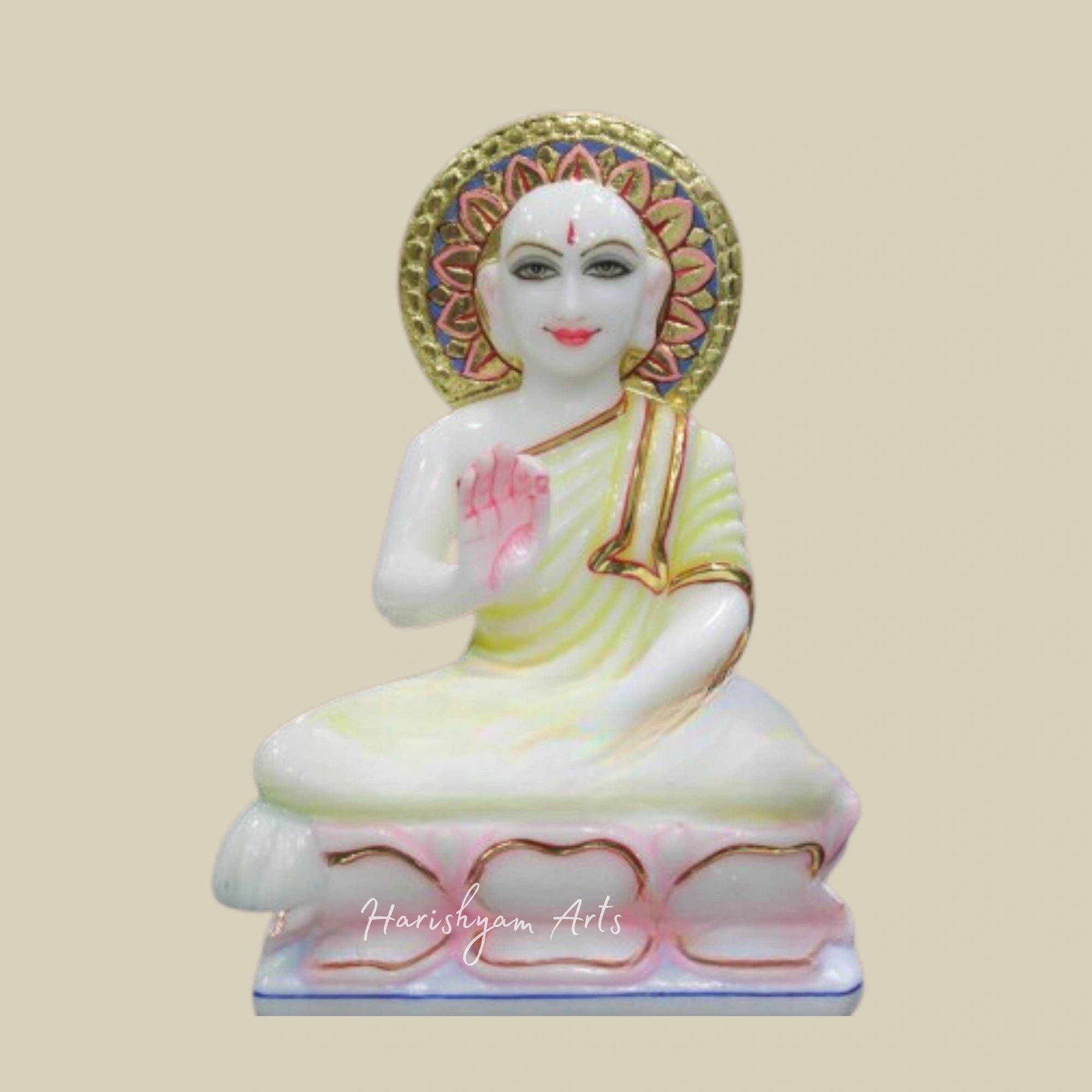 12" Gautam Swami Marble Murti for Pooja Room